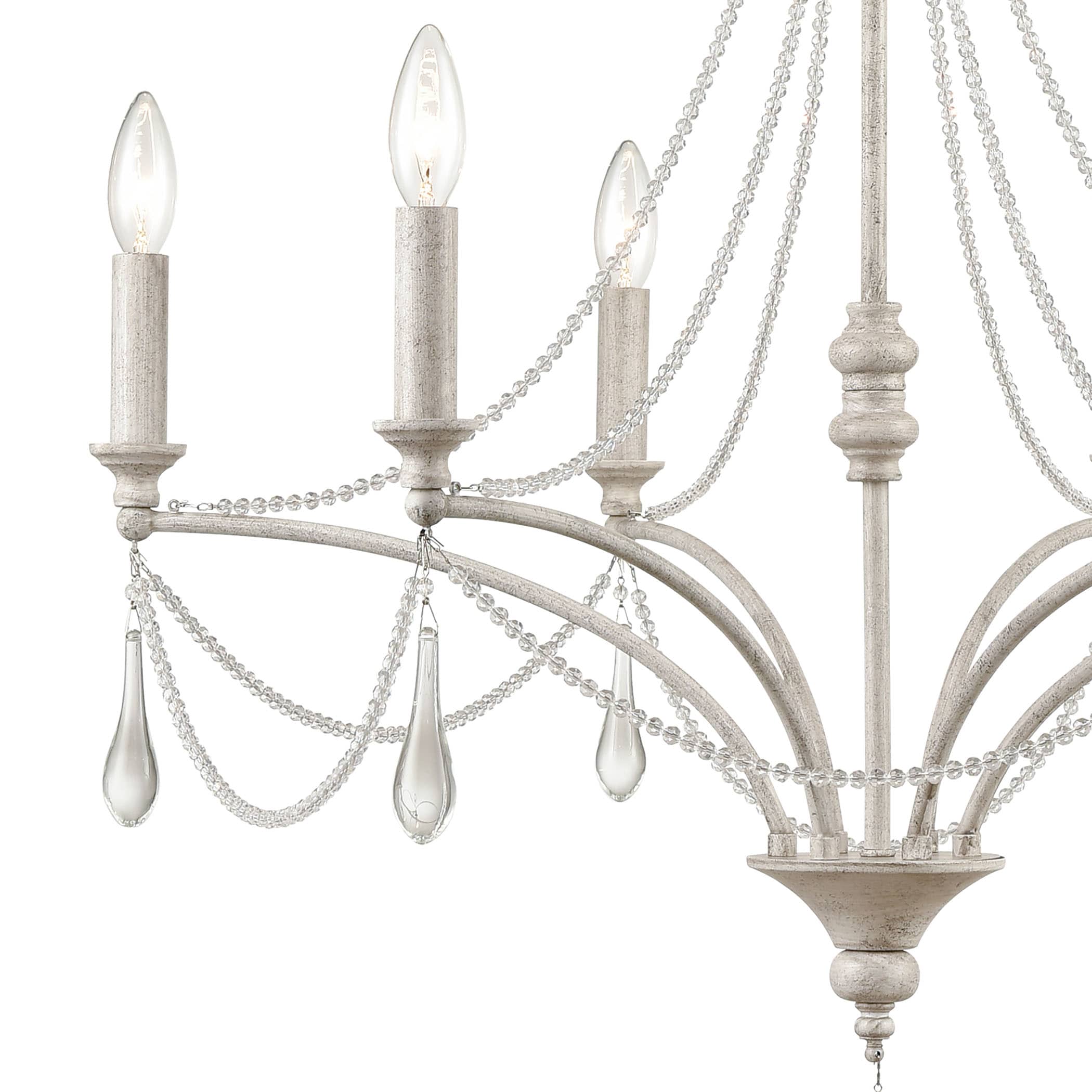Vintage White Crystal 6-Light Candelabra Chandelier