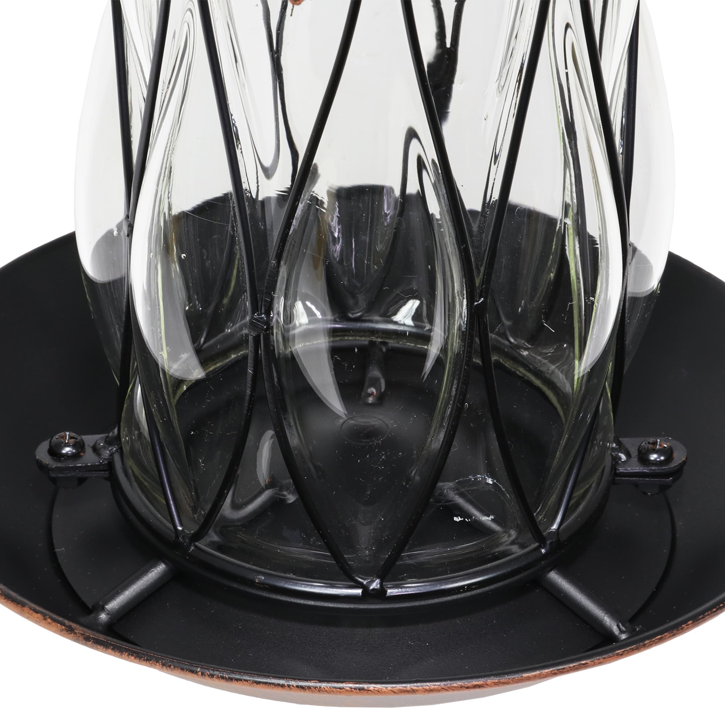 Solar Bronze Hanging Bird Feeder with Diamond Glass Pattern