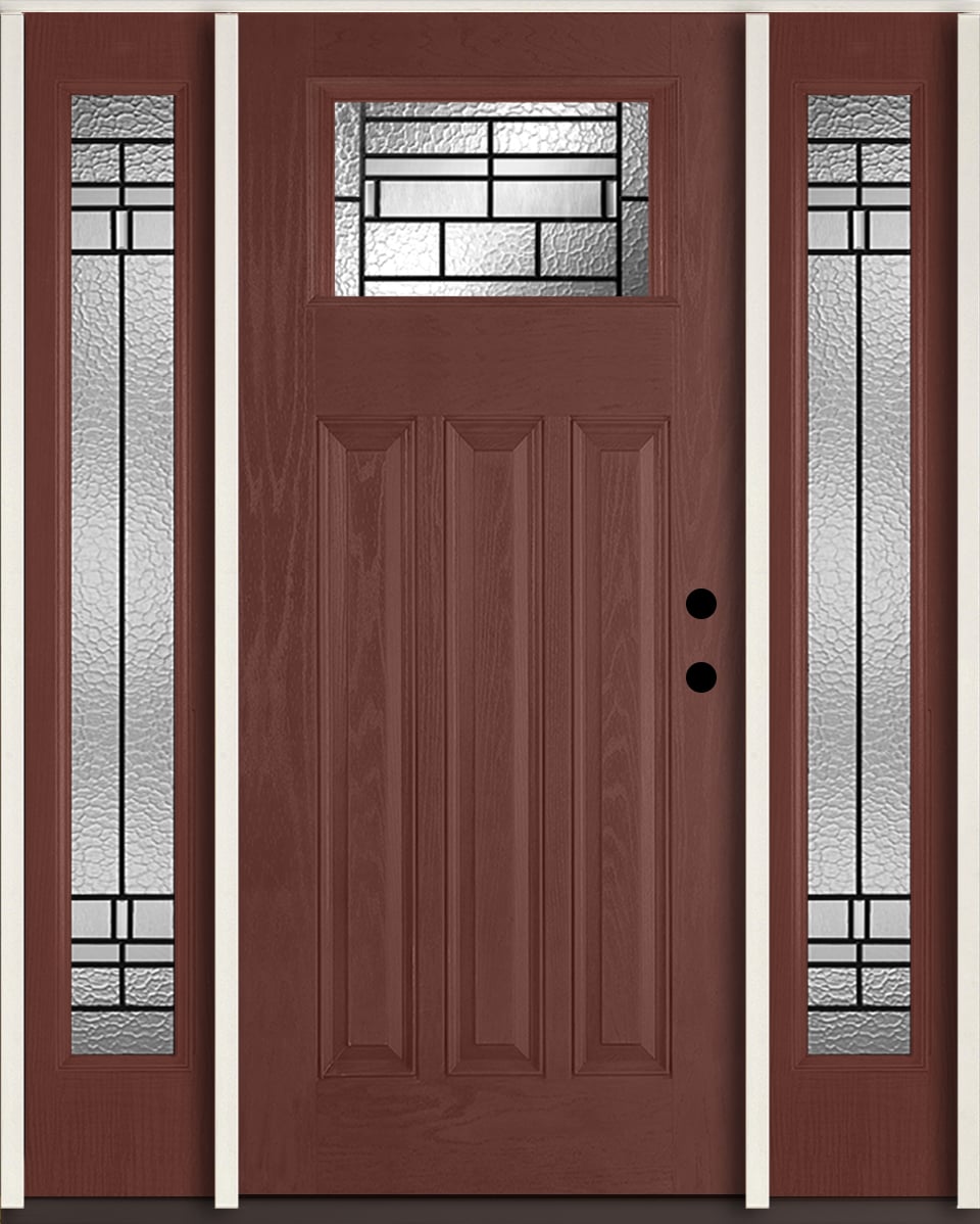 RELIABILT LO963786 Pembrook 60-in x 80-in x 4-5/8-in Fiberglass Craftsman Left-hand inswing Wineberry Stain Stained Prehung Front Door with Sidelights Insulating core
