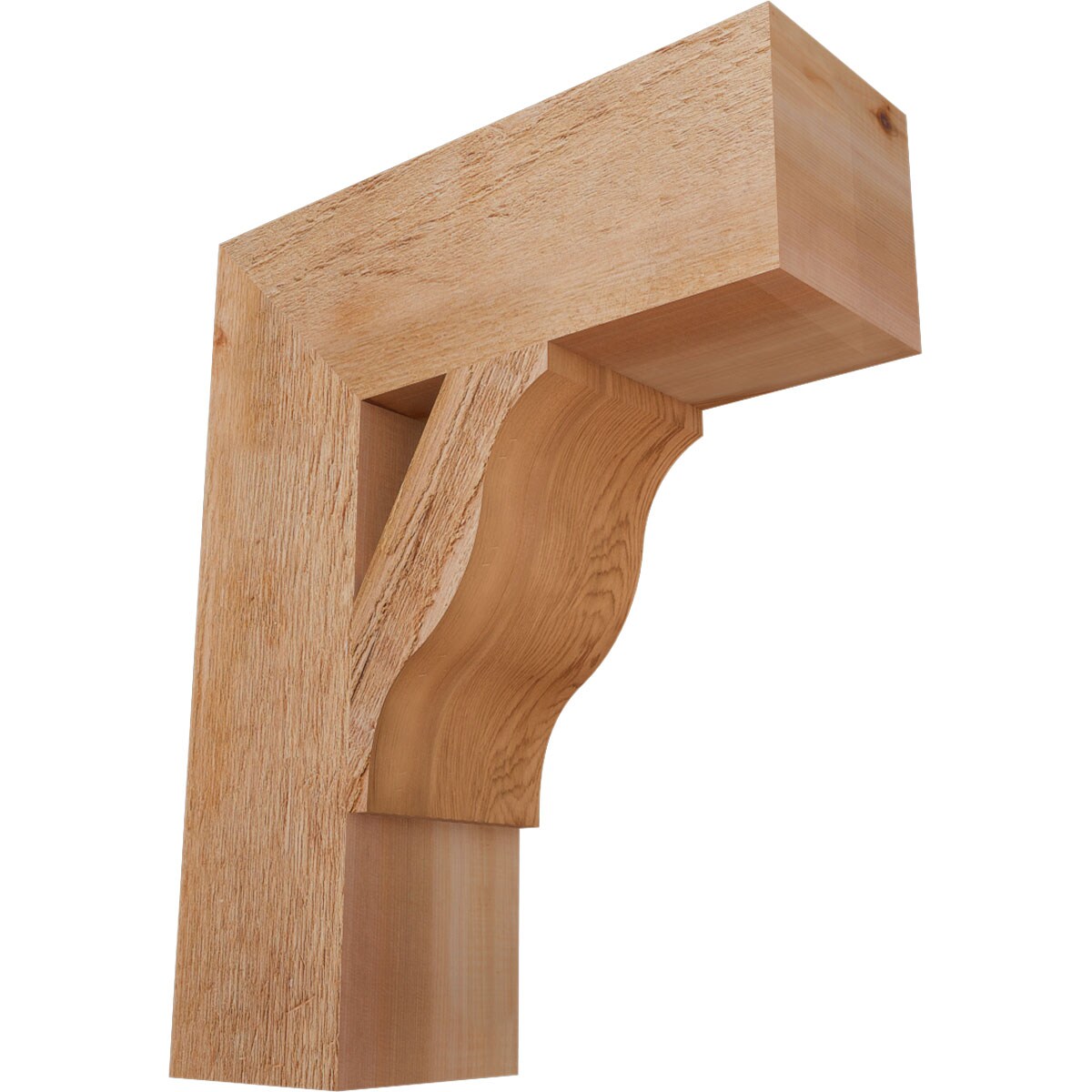 Ekena Millwork BKT06X18X22FST05RWR Funston Block Rough Sawn 6-in x 18-in x 22-in Western red cedar Brown Wood Standard bracket