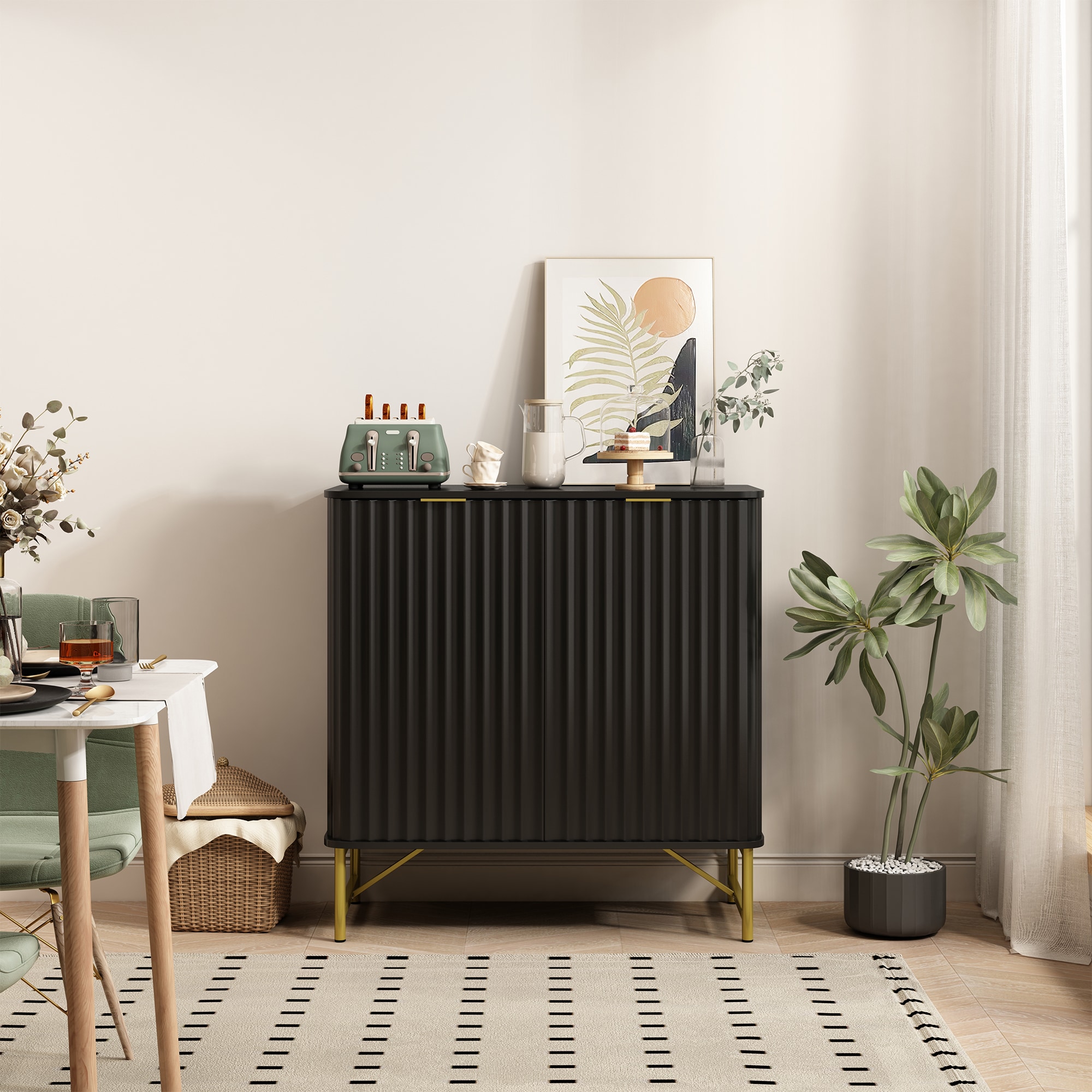 Clihome 15.75-in W x 31.5-in H Mdf Black Freestanding Utility Storage Cabinet