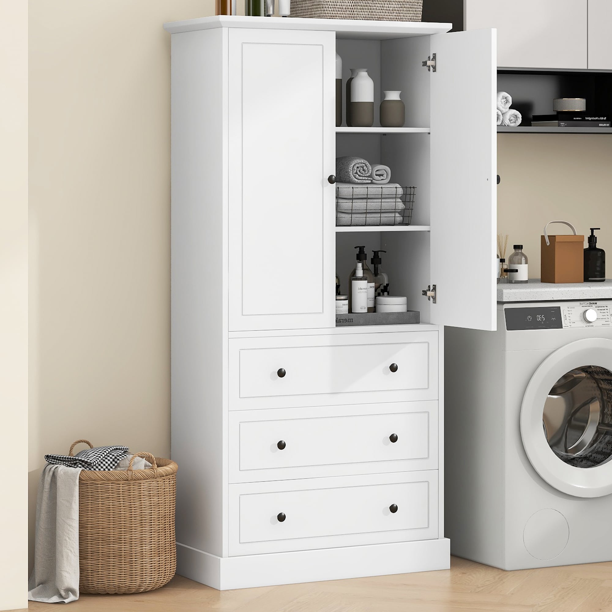Hrinhom BA12-WHITE Linen-Cabinets - View #2