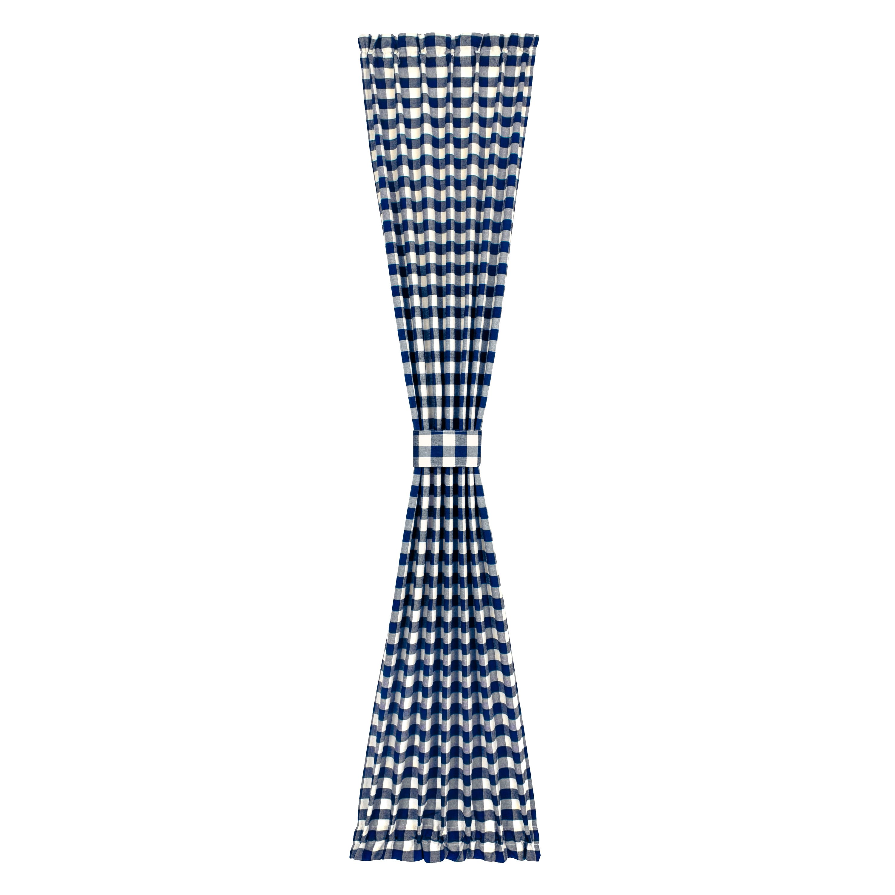 Achim BC25X72NY6 72-Inches Navy Plaid Light filtering Rod pocket Curtain panel pair