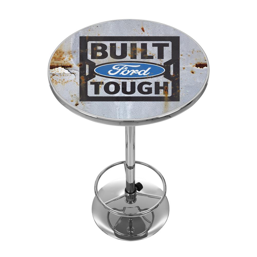 Trademark Gameroom FD2000-BFT Pub Tables Chrome Round Traditional Bar Table, Composite with Metal Pedestal Base 27.375-in L x 42-in H