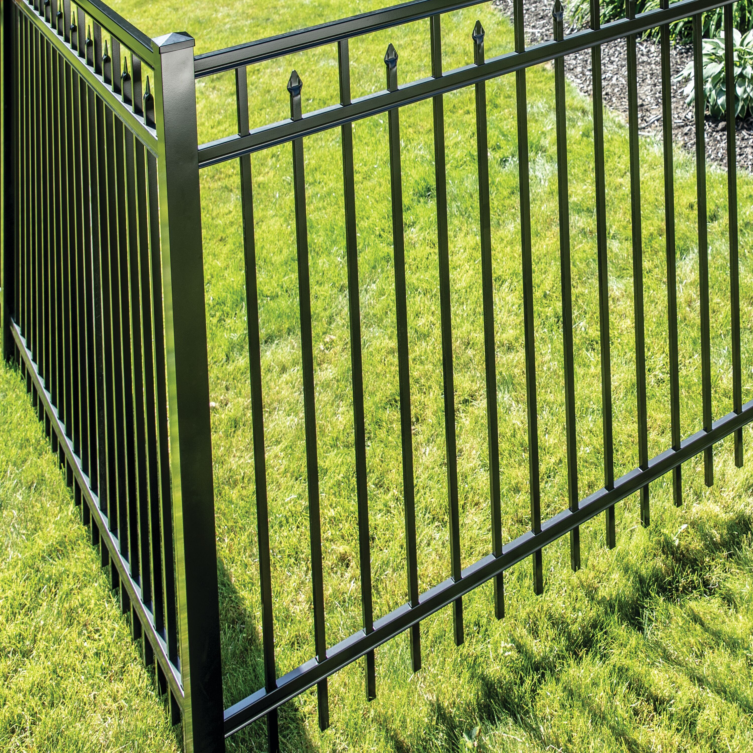 Freedom New Haven 4-1/2-ft H x 6-ft W Black Aluminum Spaced Picket