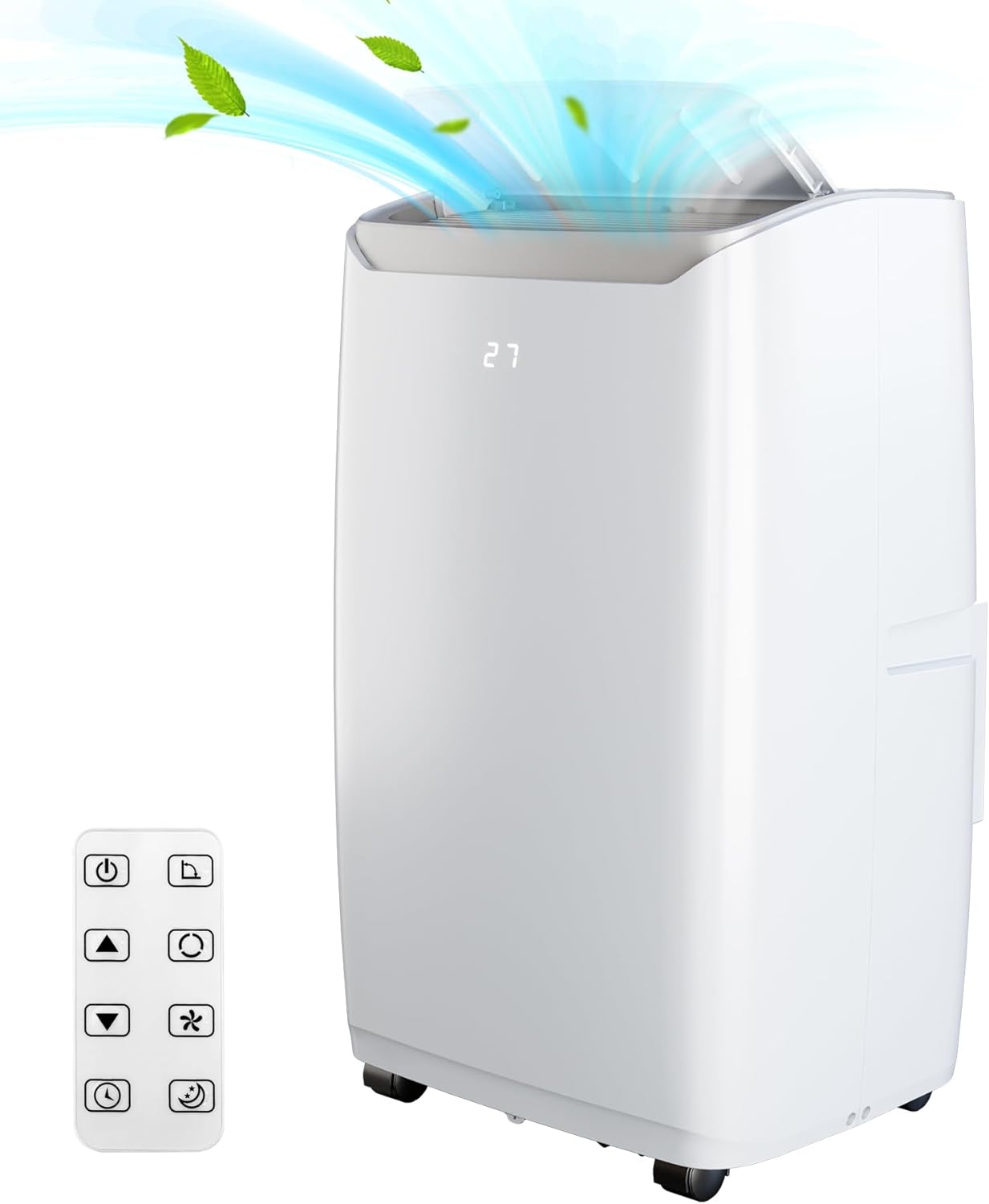 Qeetex LXLS2-PHO-10HZ5V1Q 14000 BTU Portable Air Conditioner for 750 Sq Ft Quiet 45dB 3 in 1 AC Cool Fan Dehumidifier Eco Smart Remote 24 Hour Timer Window Kit Easy Install