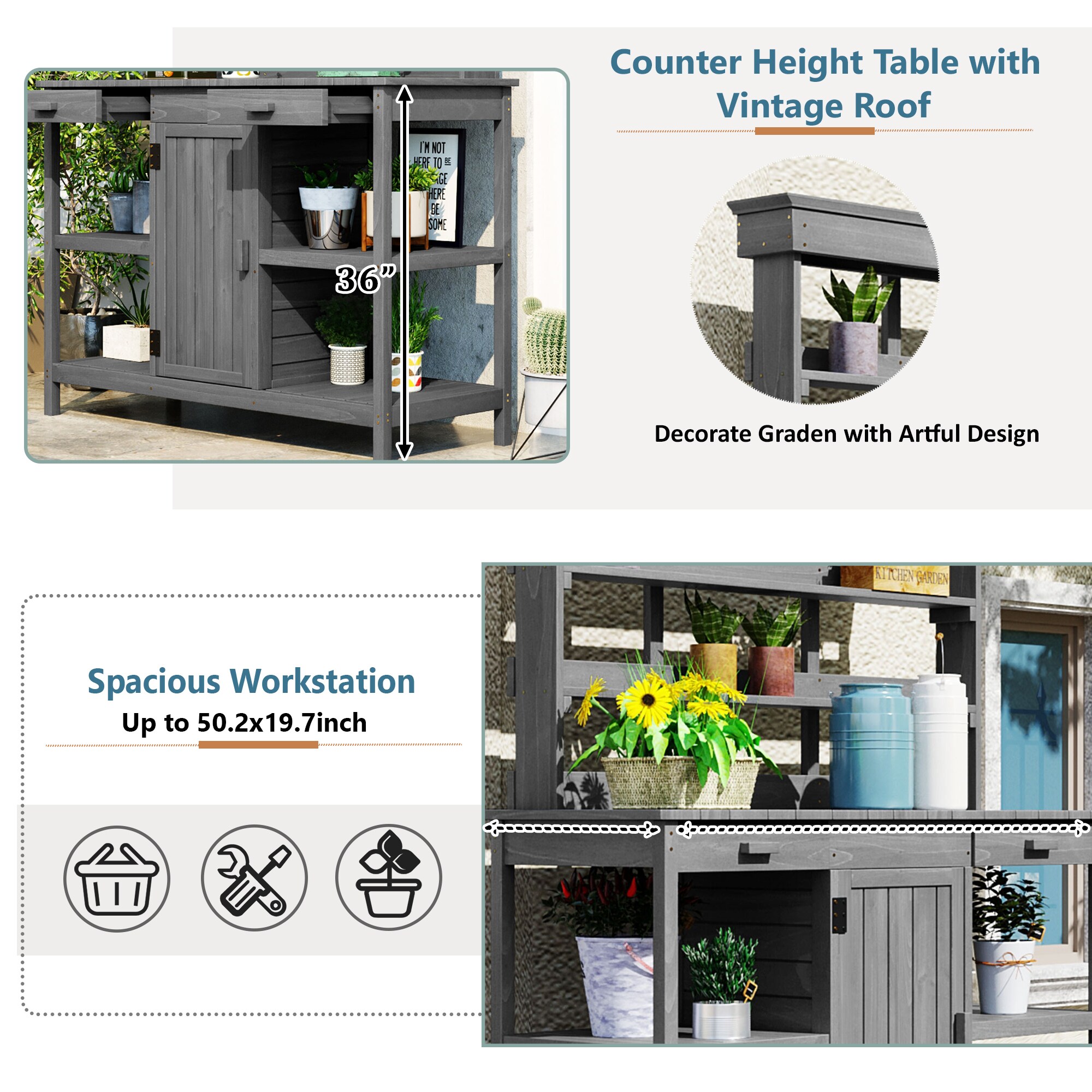 Kahomvis G243-QP717-16 Potting-Benches - View #6
