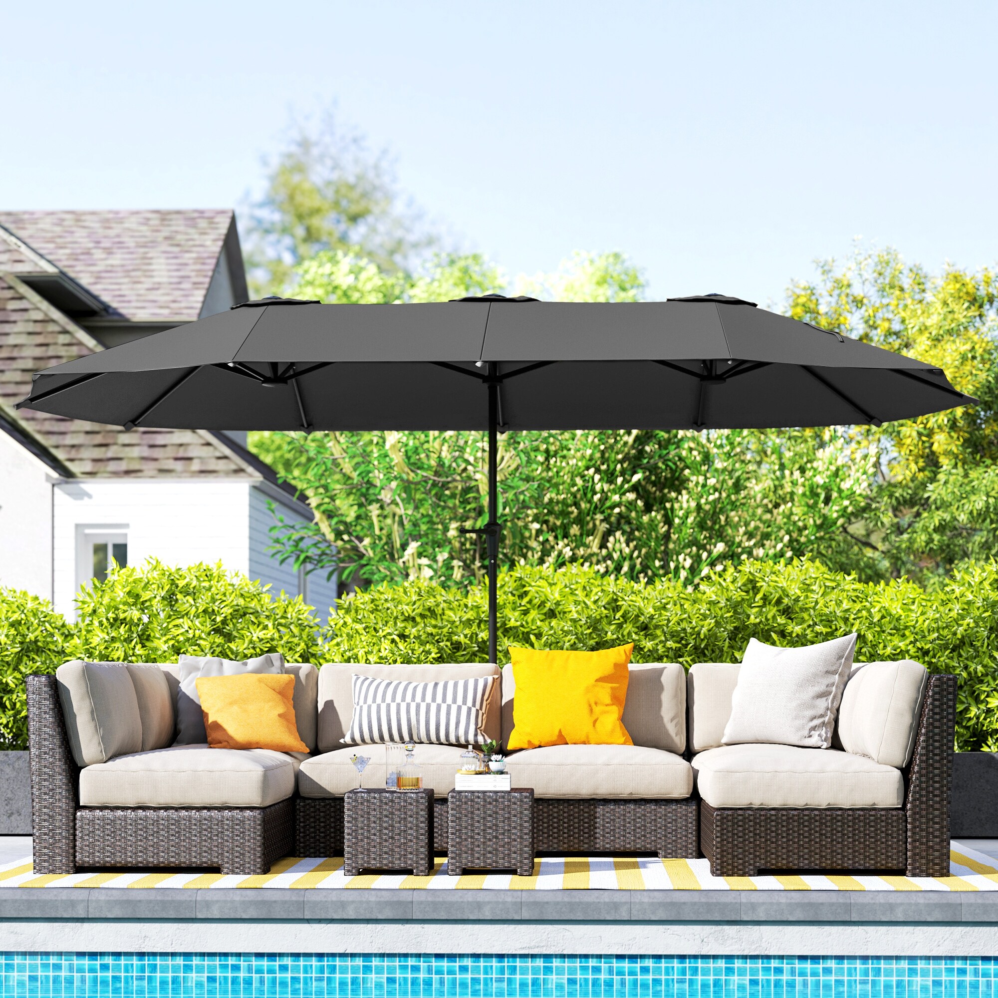 extra small patio umbrella Costway 15 Ft Outdoor with Crank & Base to help keep it secure even in windy conditions 10ft Mini Patio Umbrella 360°