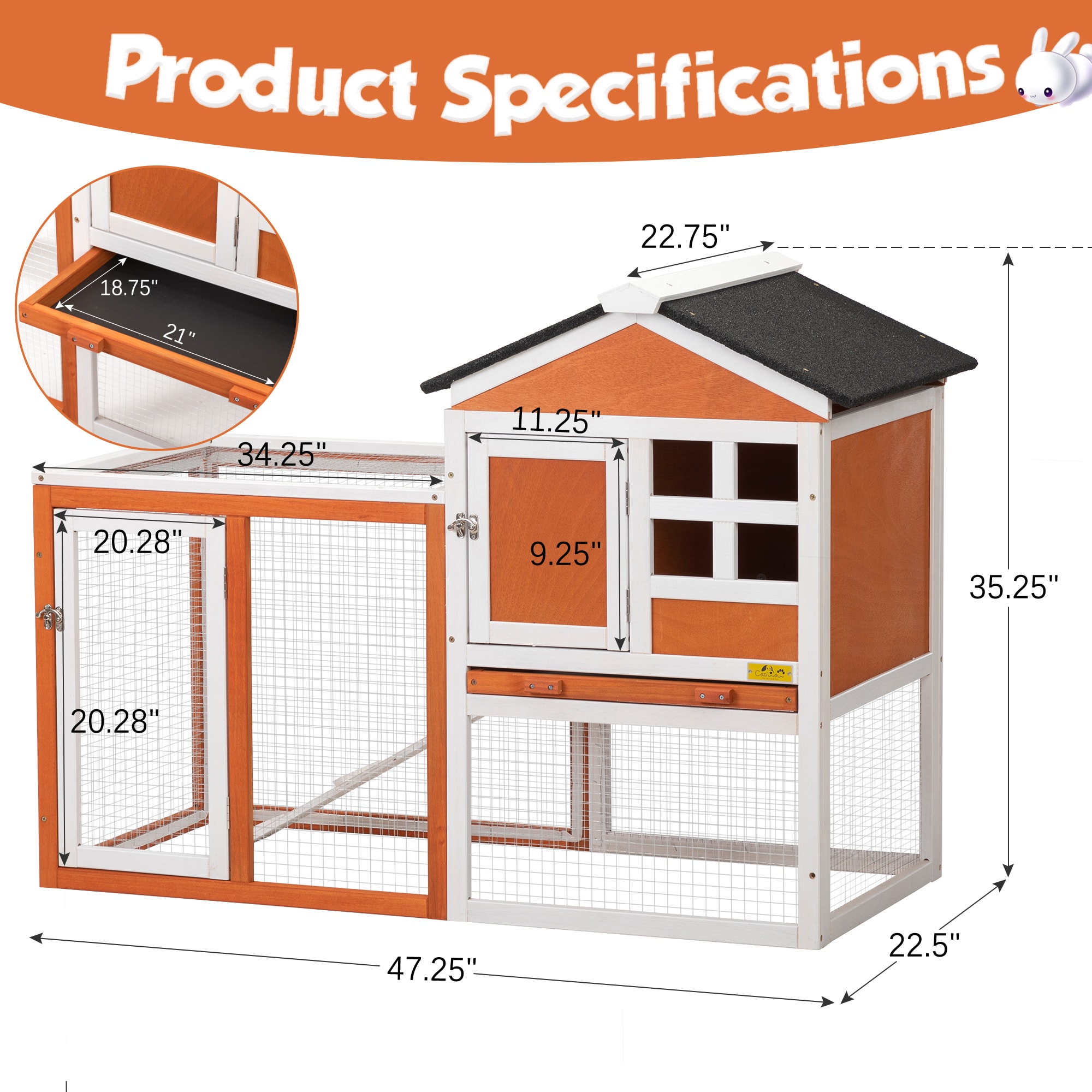 Coziwow CW12P0298-L02 Chicken-Coops-Rabbit-Hutches - View #2