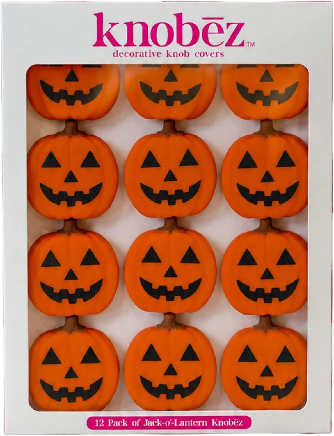 ZHANYIGY 12pk Jack o Lantern Decorative Knob Covers for Halloween Decor Stretchy autumn seasonal accents fit 1 to 1.5 in round or square cabinet hardware for kitchen bathroom and dressers