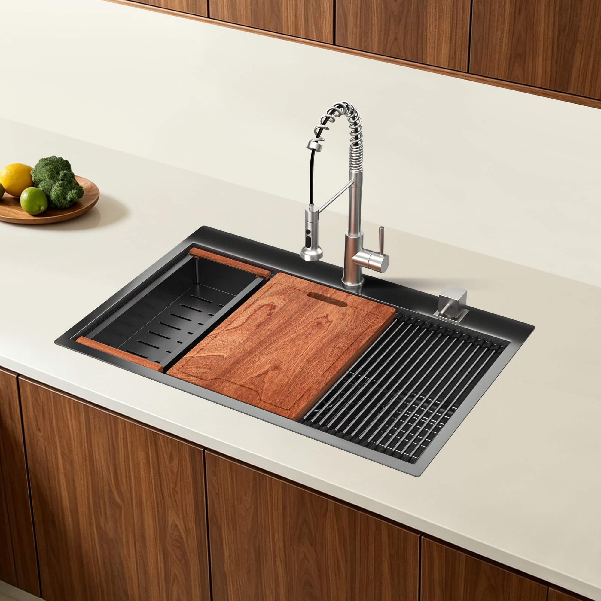 MYRYY Drop-in 33-in x 22-in Stainless Steel Single Bowl 16-Gauge Workstation Kitchen Sink