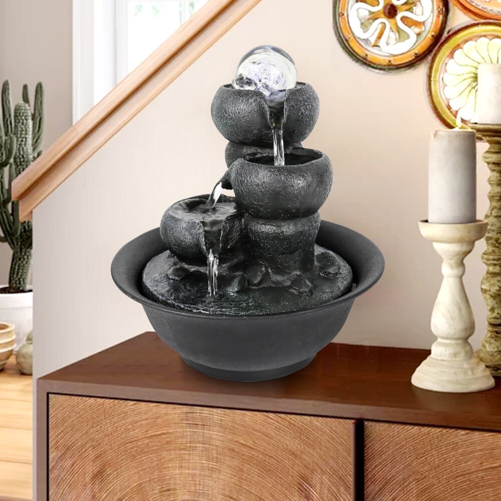 Watnature 8-in H Resin Tiered Fountain Outdoor Fountain Pump Included ...