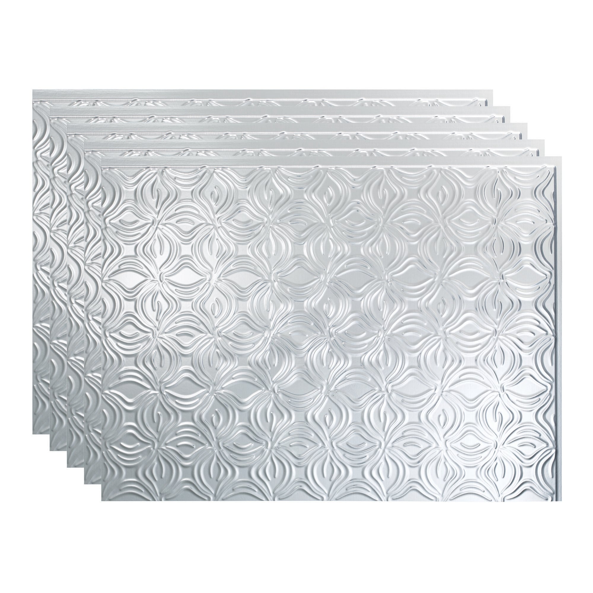 Fasade PB6308 Lotus 18.25-in x 24.25-in Vinyl Brushed Aluminum Backsplash Panels 5.0 -Pack