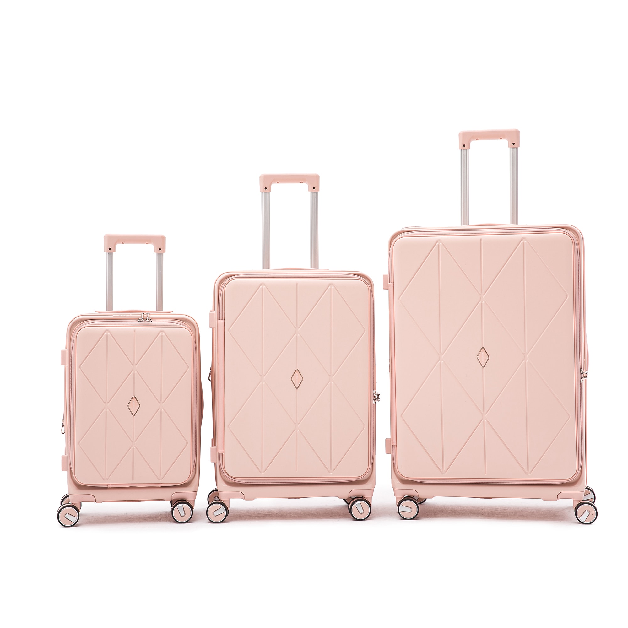SINOFURN SYD9200006PK 19.3x12.2x29.2 Pink Plastic Hardshell Suitcase set 3 -Bag