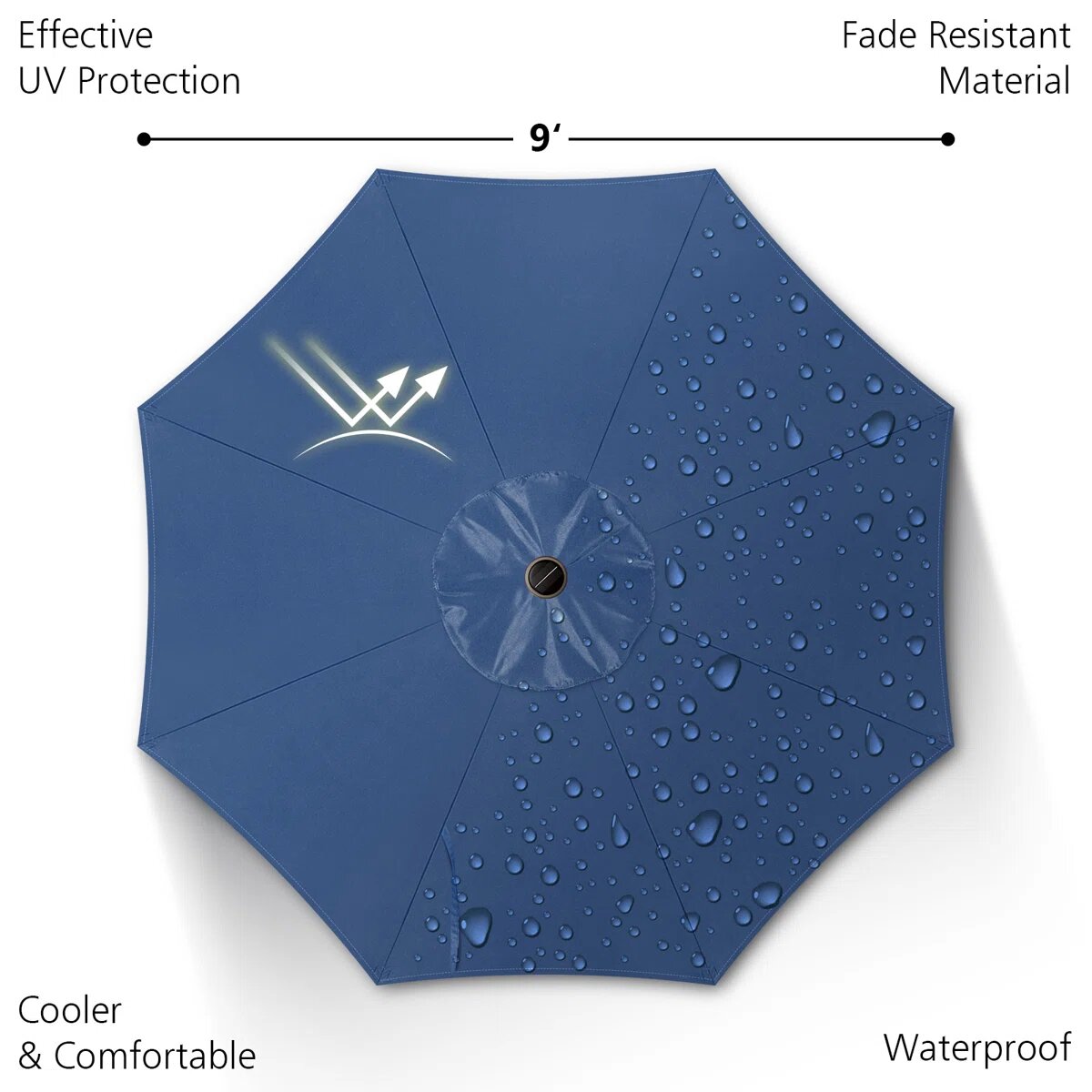 GARSING 9FT-SOLAR-NAVY BLUE Umbrellas-2 - View #4