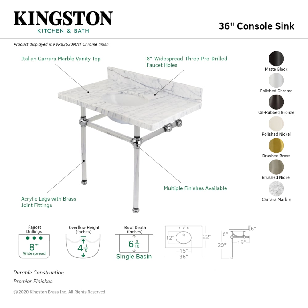 Kingston Brass KVPB3630MA5 Console-Sinks - View #2