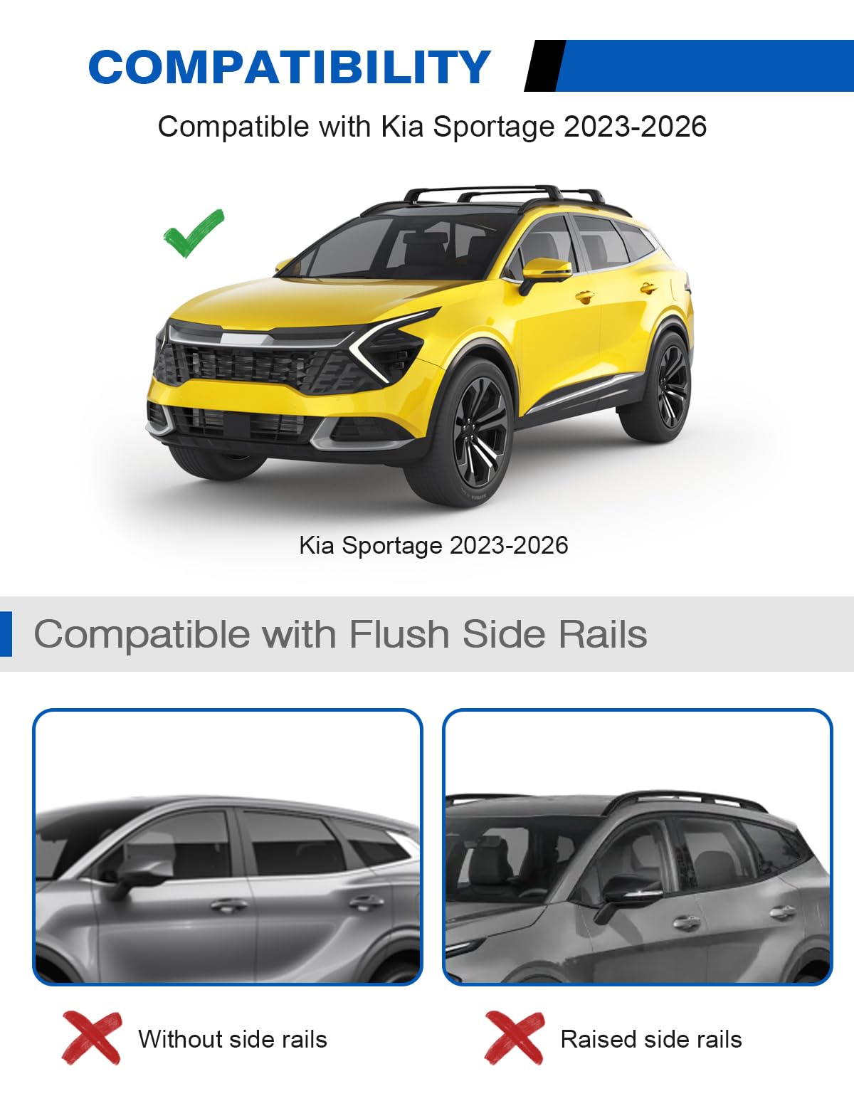 SenQWFa Lockable Roof Rack Cross Bars for 2023 2026 Kia Sportage SX EX ...