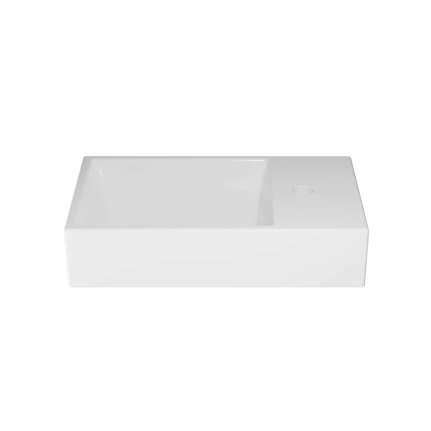 Minimal Glossy White Ceramic Wall-Mount Rectangular Sink