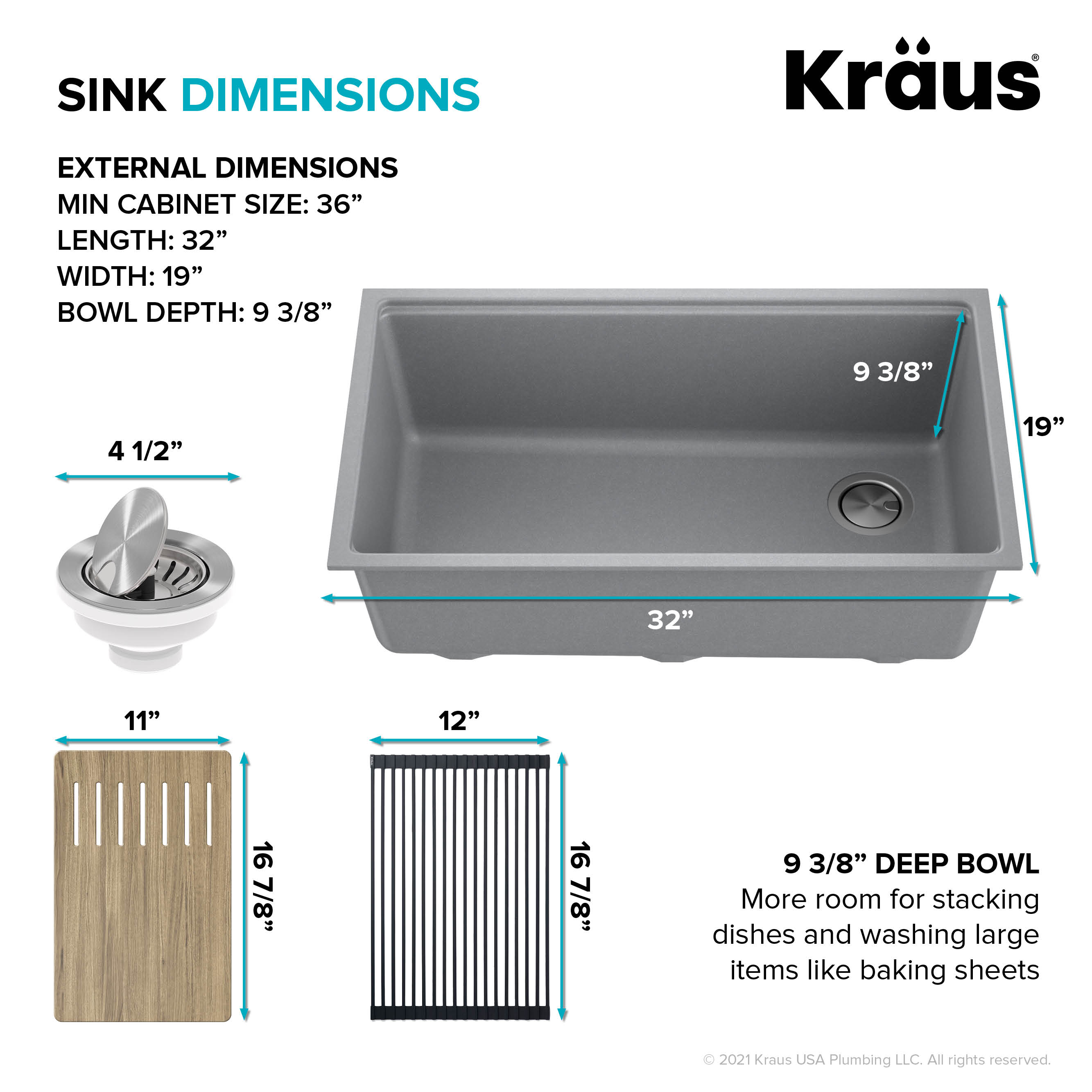 Kraus KGUW2-33MGR Kitchen-Sinks - View #8