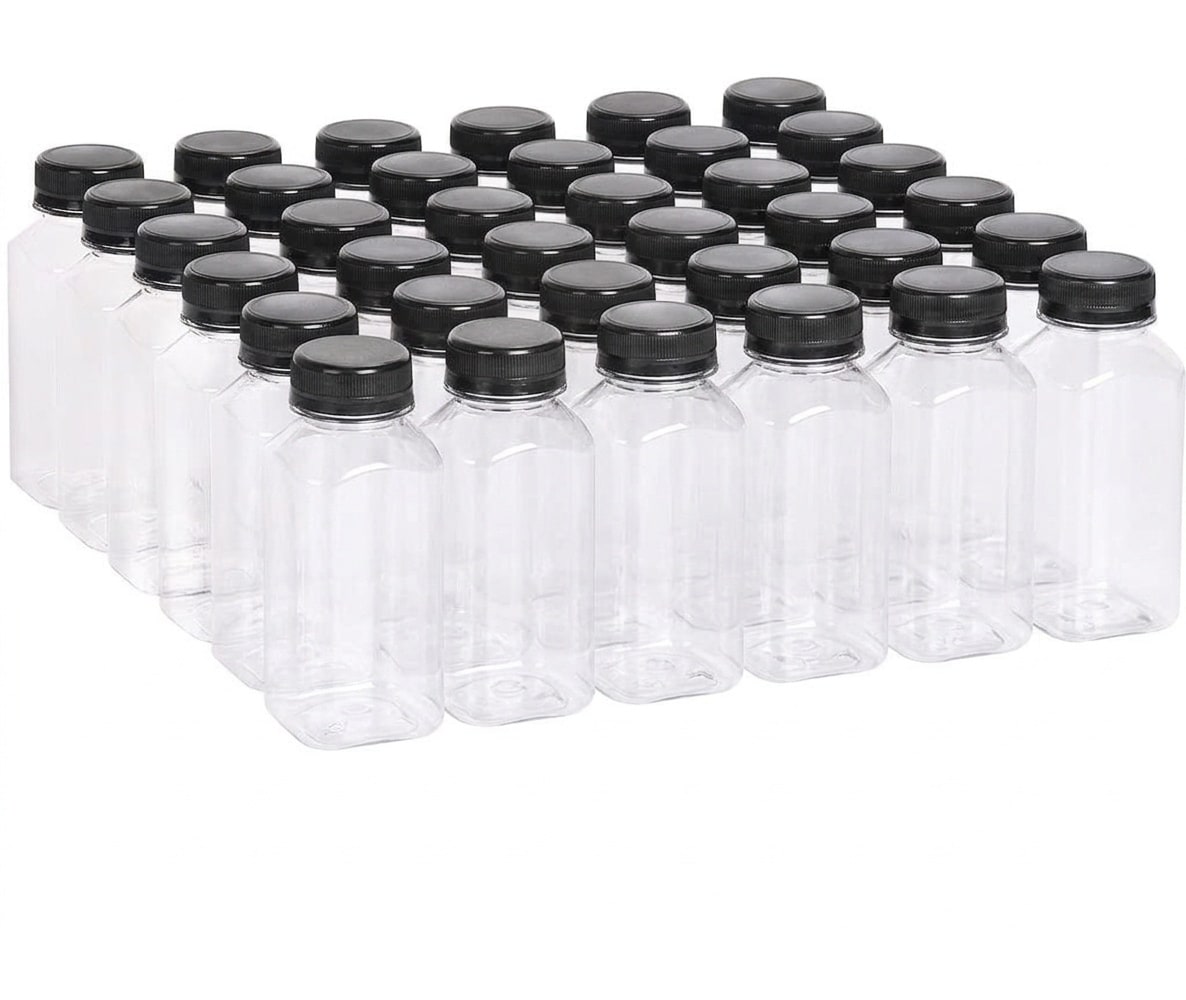 Aoibox Clear PET Plastic Juice and Beverage Bottles with Tamper Proof Black Caps Funnel and Brush 8 oz 134 Pack #LAB8ZLJQ