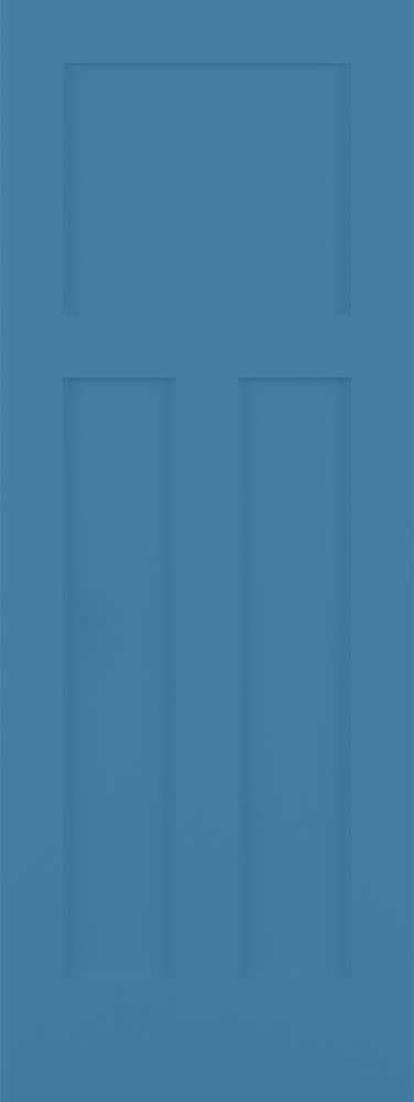 RELIABILT LO1369601 Shaker 32-in x 80-in Blue Heron 3-panel craftsman Smooth Solid core Prefinished Pine Wood Slab Door