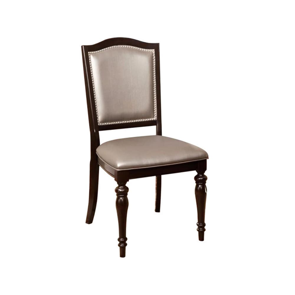 Benzara BM131984 Set of 2 Faux Leather Upholstered Side Chair (Wood Frame)