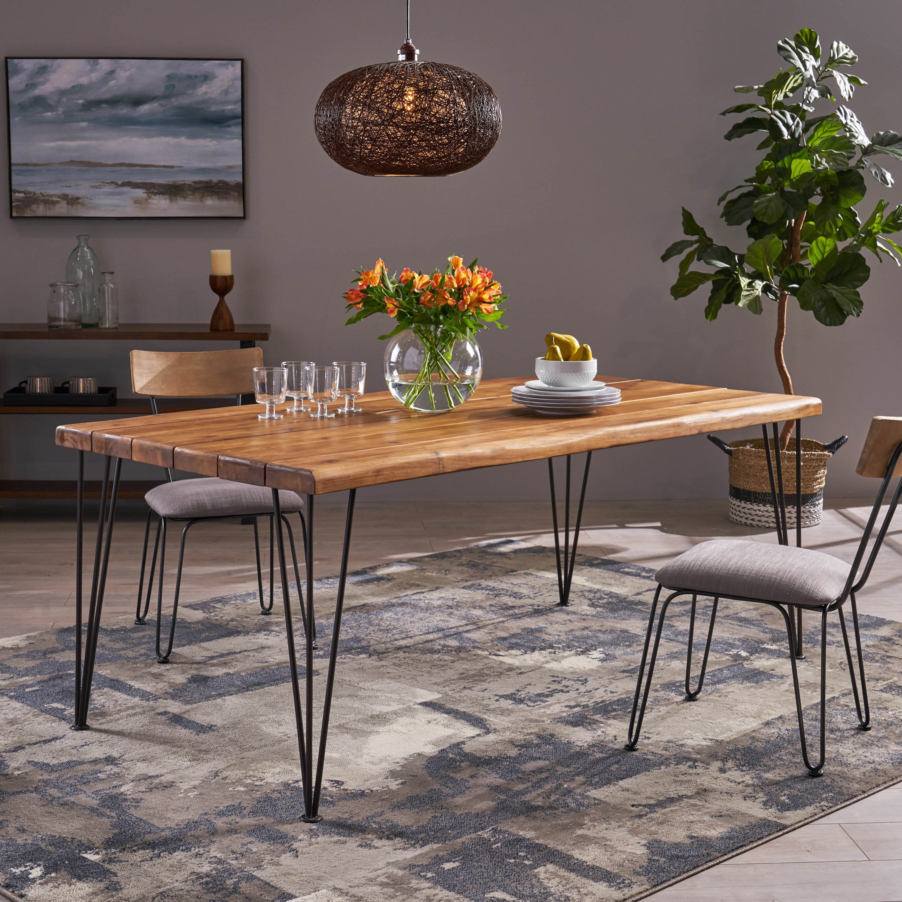 ZAKLOOP MD1038142356 Ironwood Industrial Series Rectangle Outdoor Dining Table 59-in W x 72-in L