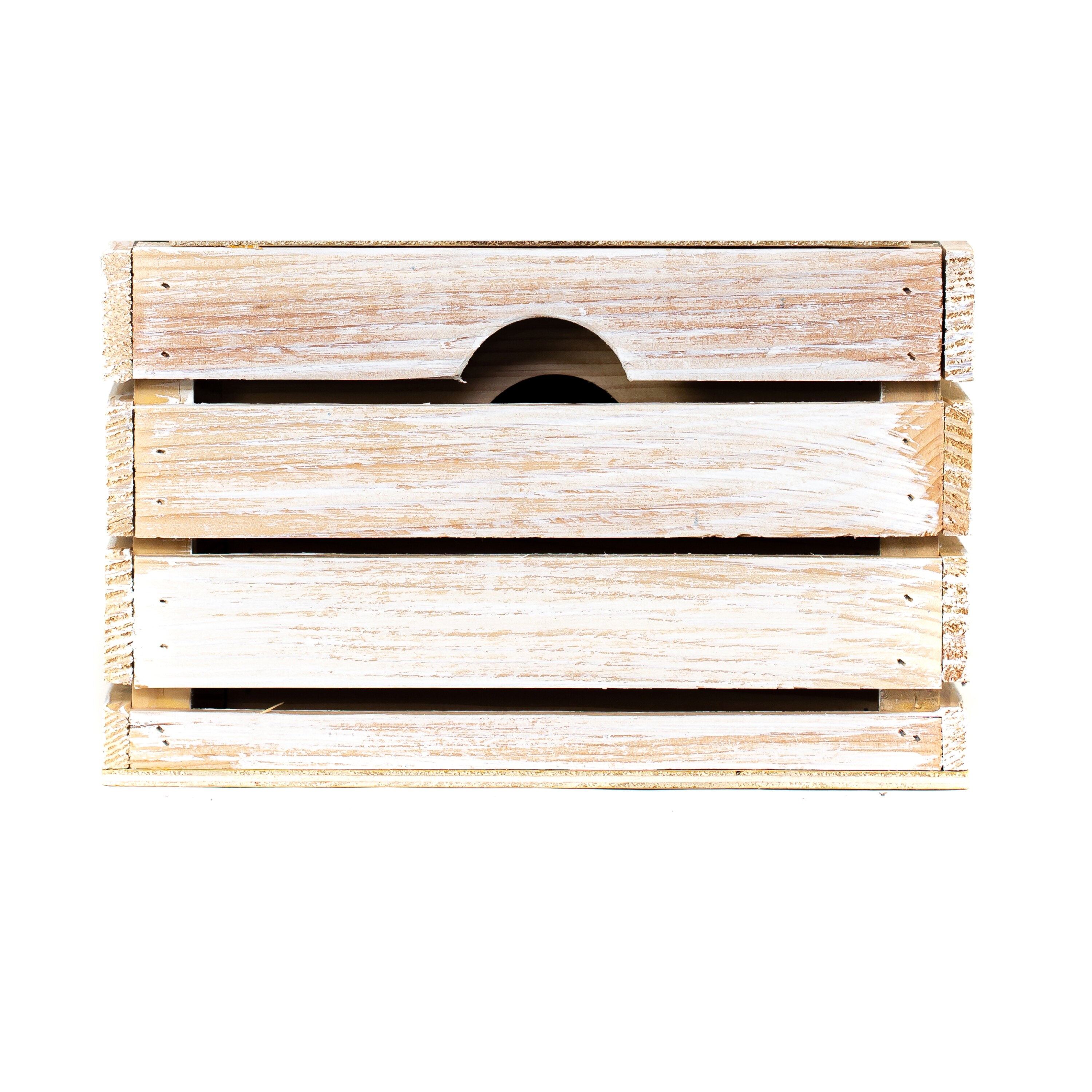 At Home On Main VD-AC0X-TBY5 10.375-in W x 6.875-in H x 14.875-in D White Wood Stackable Milk Crate