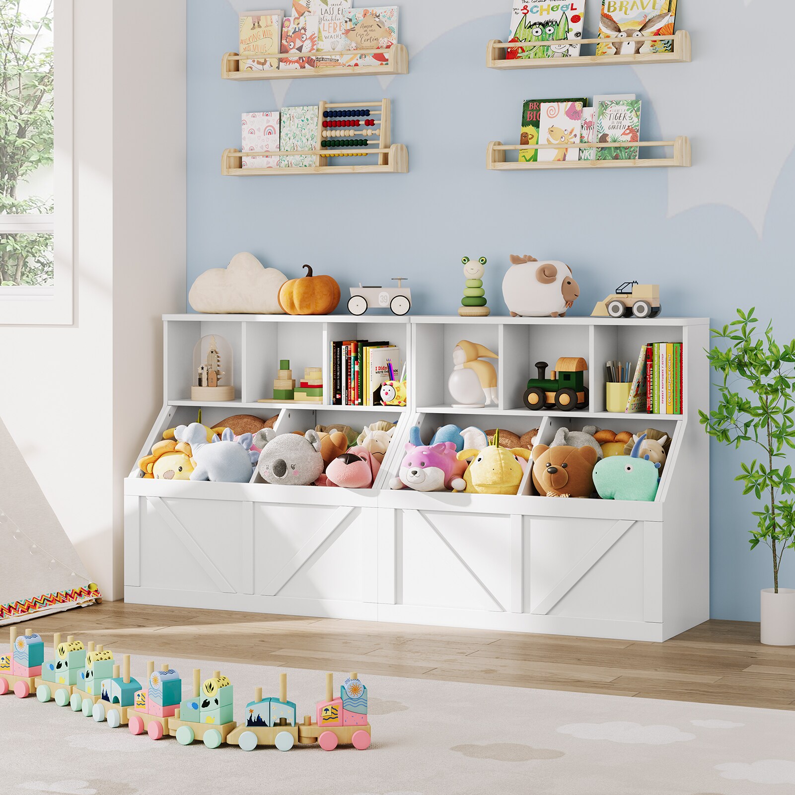 Qeetex Bookshelf and Toy Storage Kids Toy Storage Organizer Toy