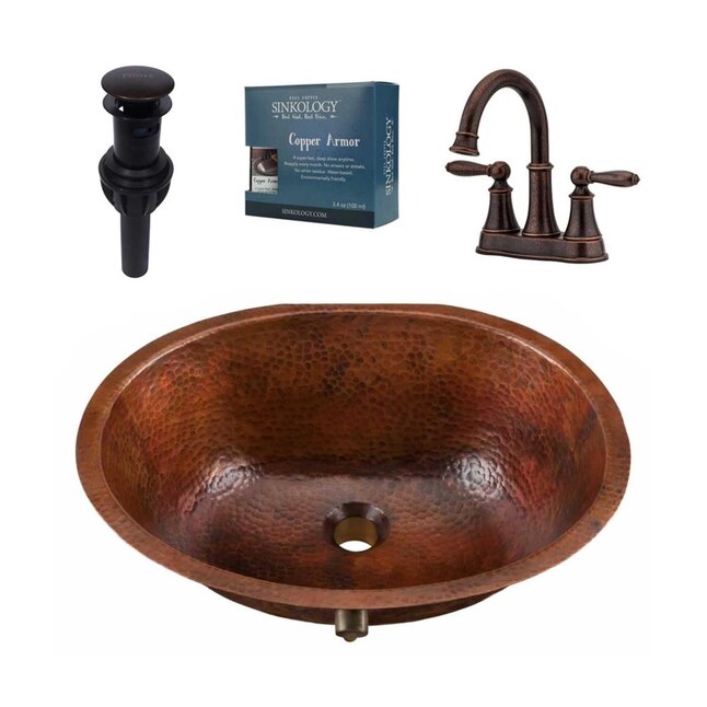 SINKOLOGY Freud Undermount 19 in. All-In-One Bathroom Sink with Pfister Centerset Bronze Faucet and Drain SINKOLOGY Freud Undermount 19 in. All-In-One Bathroom Sink with Pfister Centerset Bronze Faucet and Drain