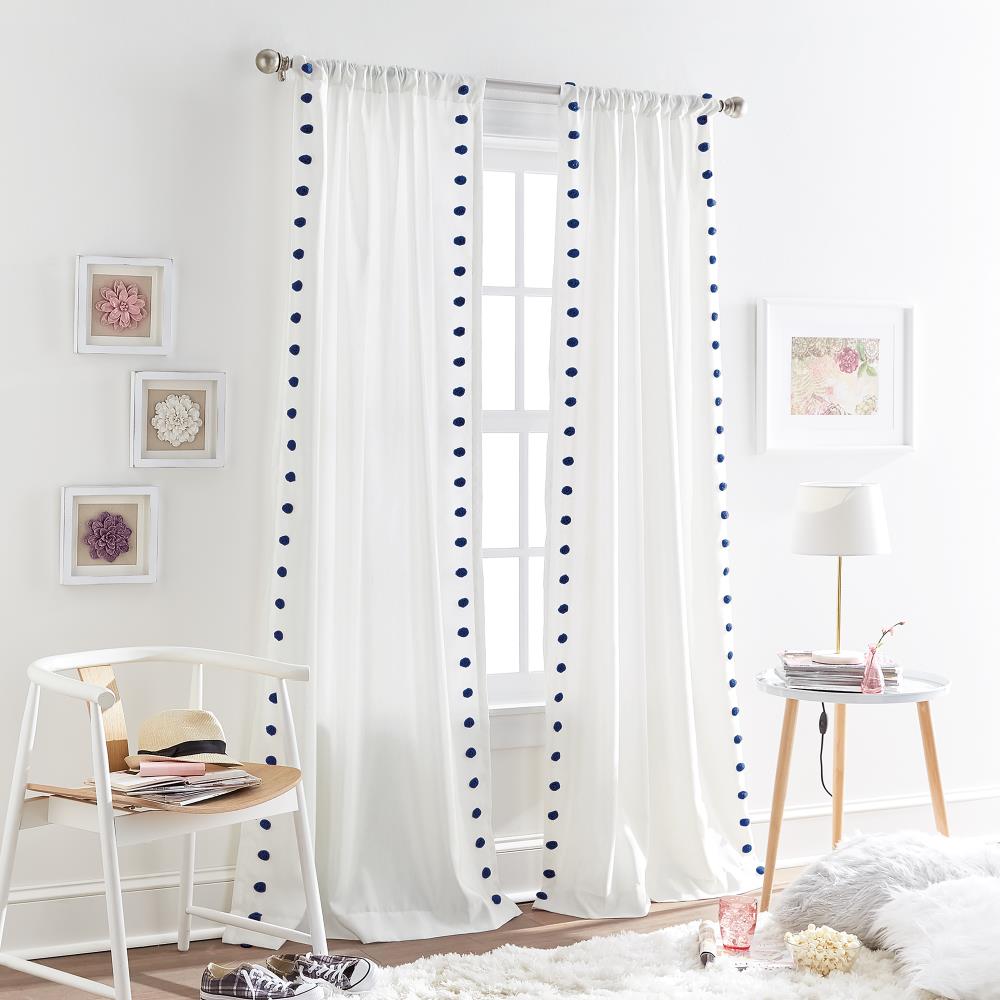 CHF 1Z83020GNY 84-in Navy Light Filtering Rod Pocket Single Curtain Panel