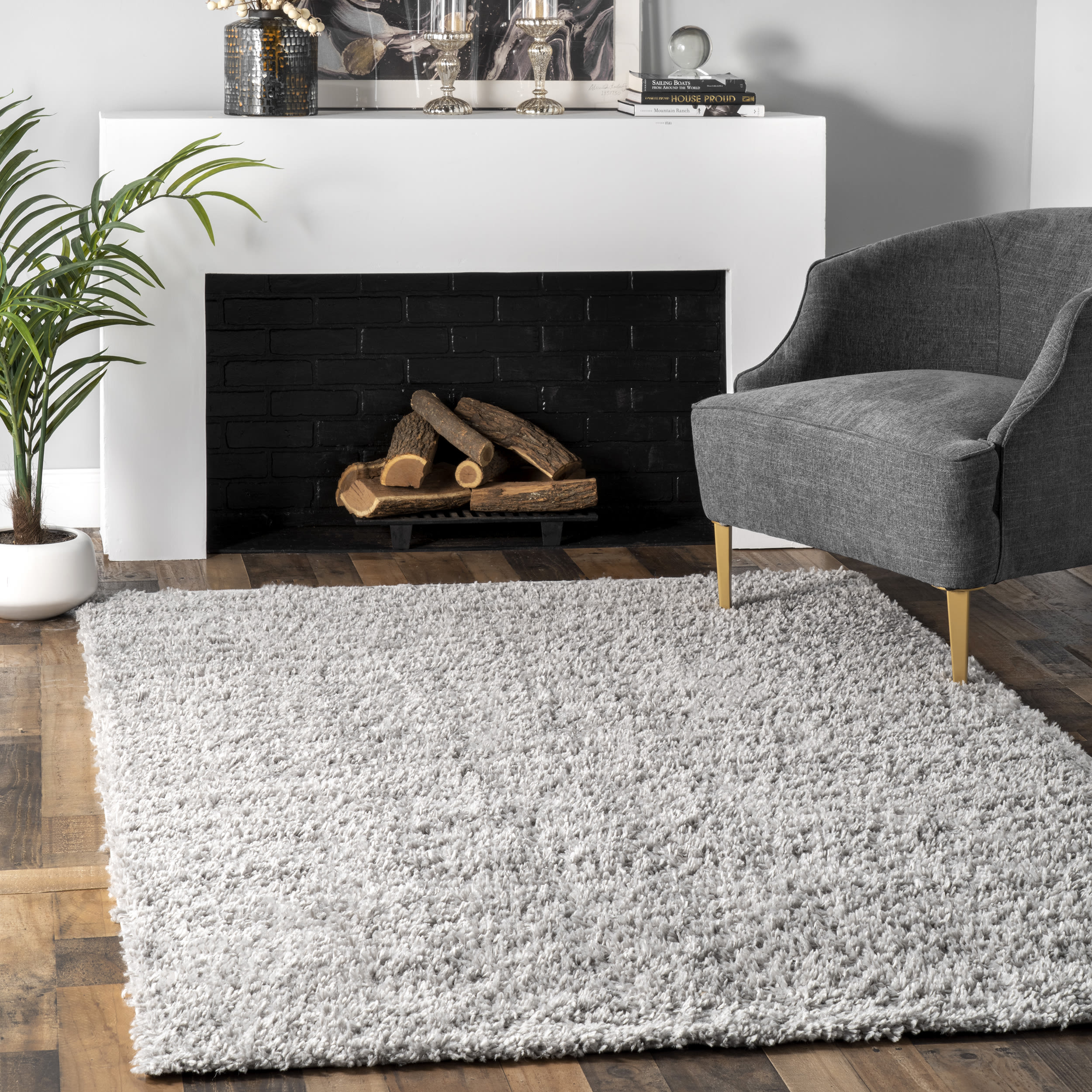 nuLOOM KKBX01B-5307 Kara 5 x 8 (ft) Loomed Polypropylene Gray Rectangular Indoor Solid Area rug