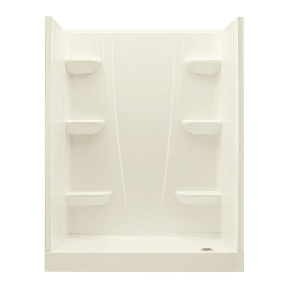 A2 6030CSR-BI Biscuit 60-in x 30-in x 76-in Alcove Shower Kit (Right Drain)