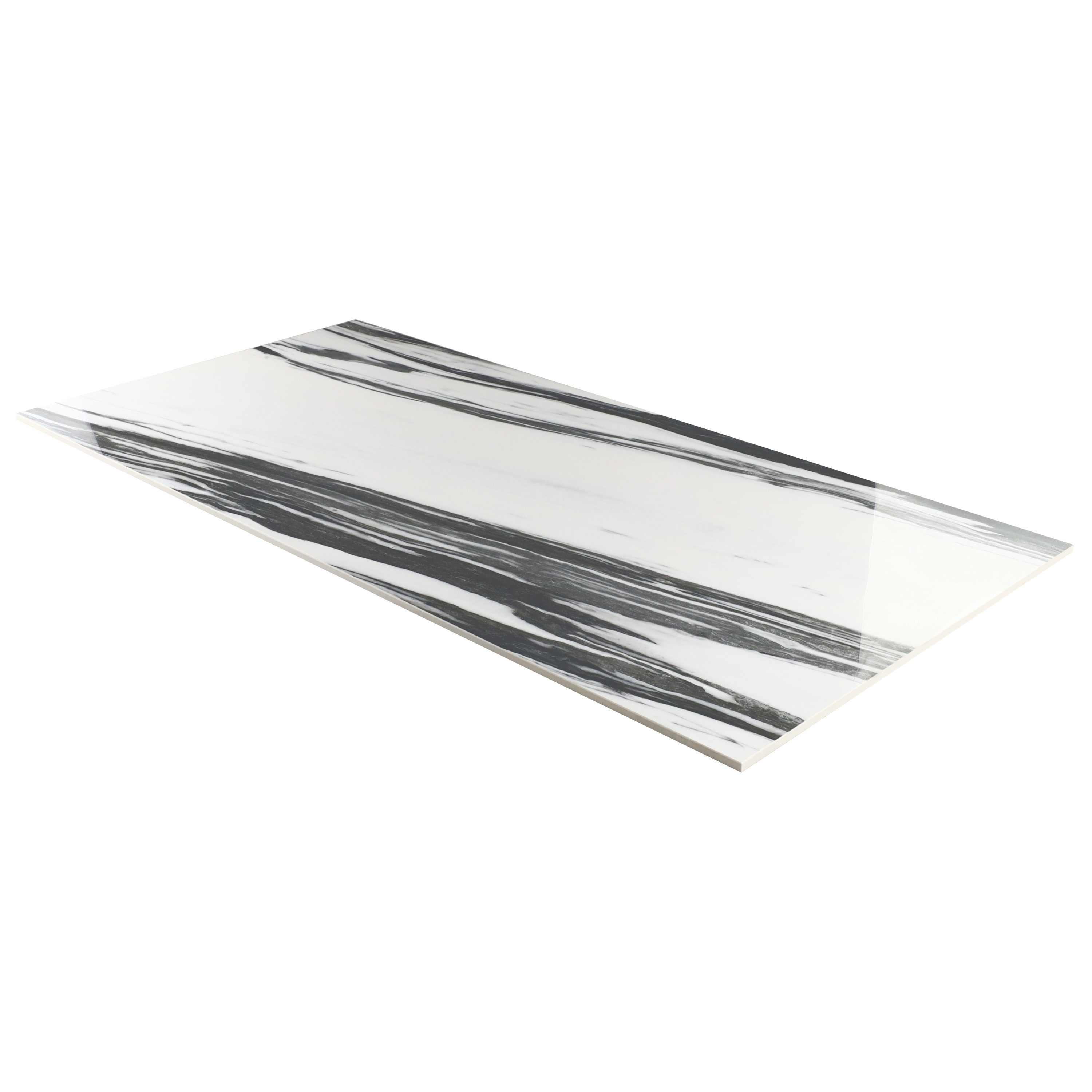 Ink Collection 24x48 Polished Black & White Marble Look Porcelain Tile