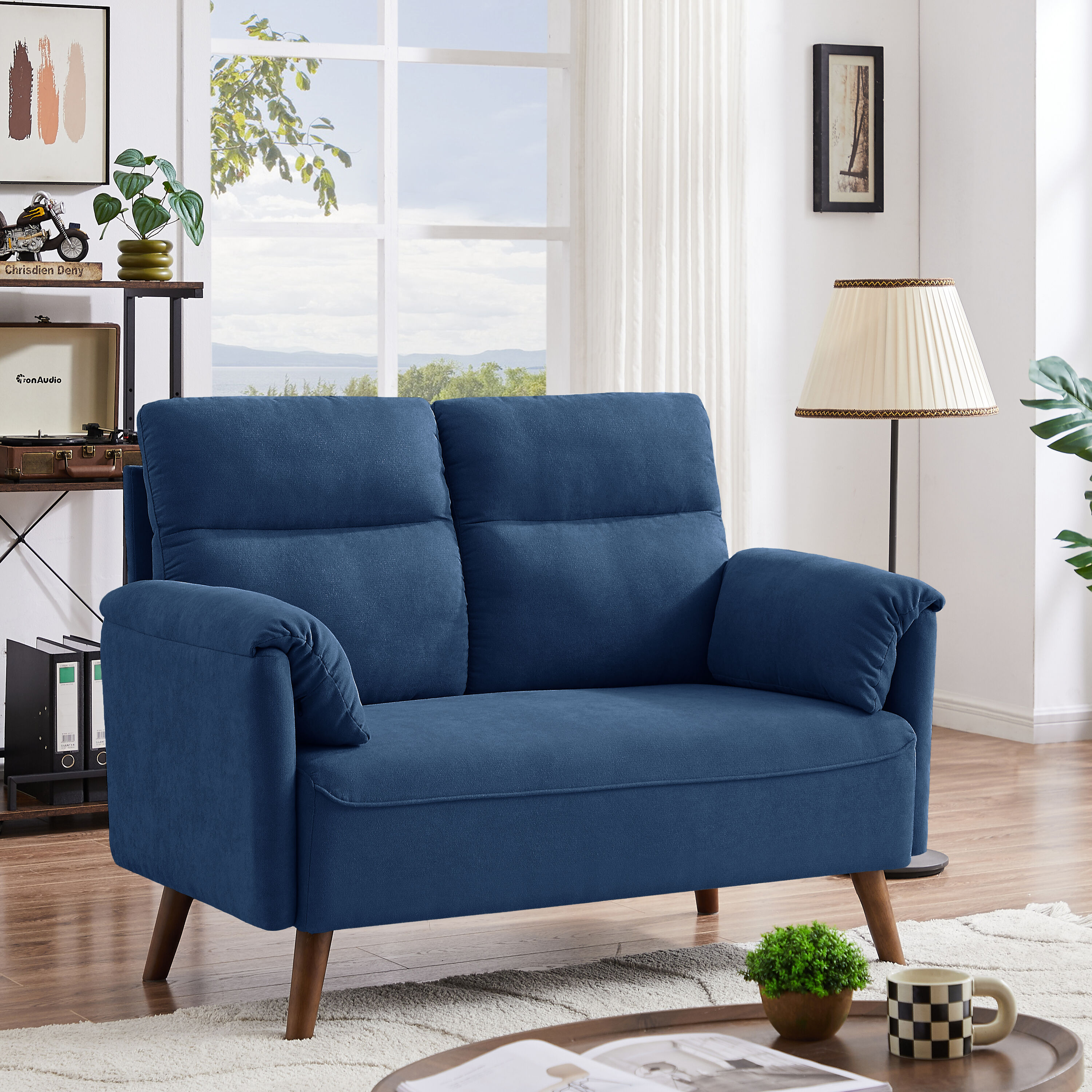 Modern deals blue loveseat