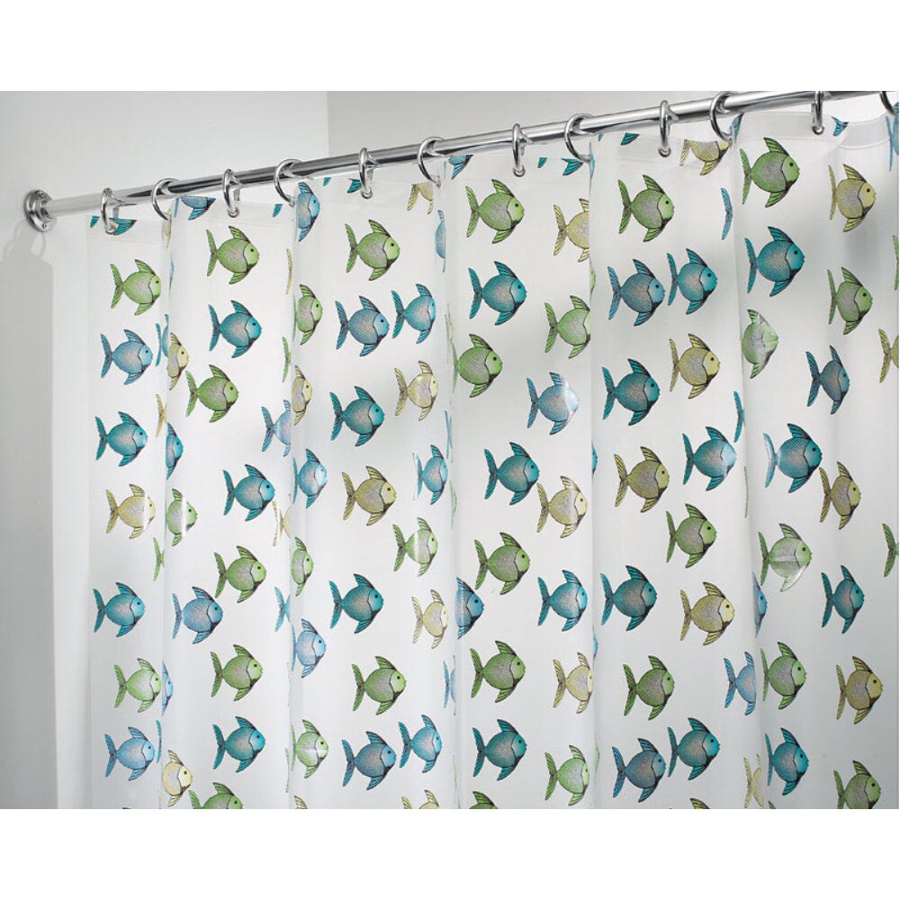 iDesign  72 in. x 72 in. Blue/Green Fish Shower Curtain Clear EVA