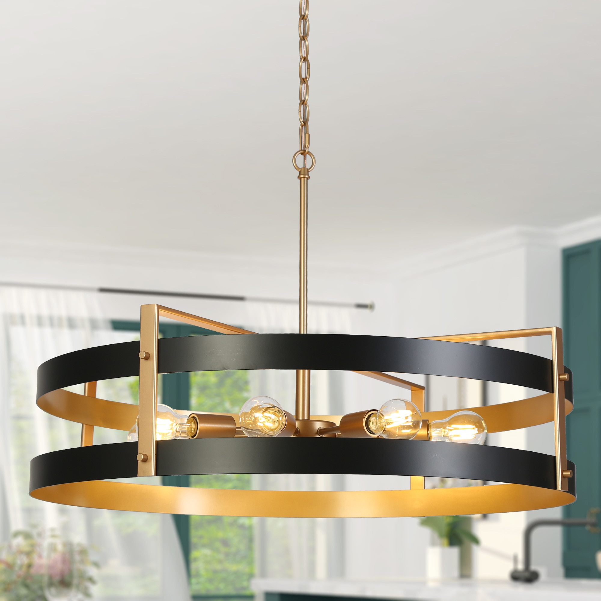 Uolfin UQFIJN-LWS25456-D9 8 -Light Matte Black Modern/contemporary For Use in Bedrooms, Dining Rooms, Foyers, Kitchens, Living Rooms Chandelier
