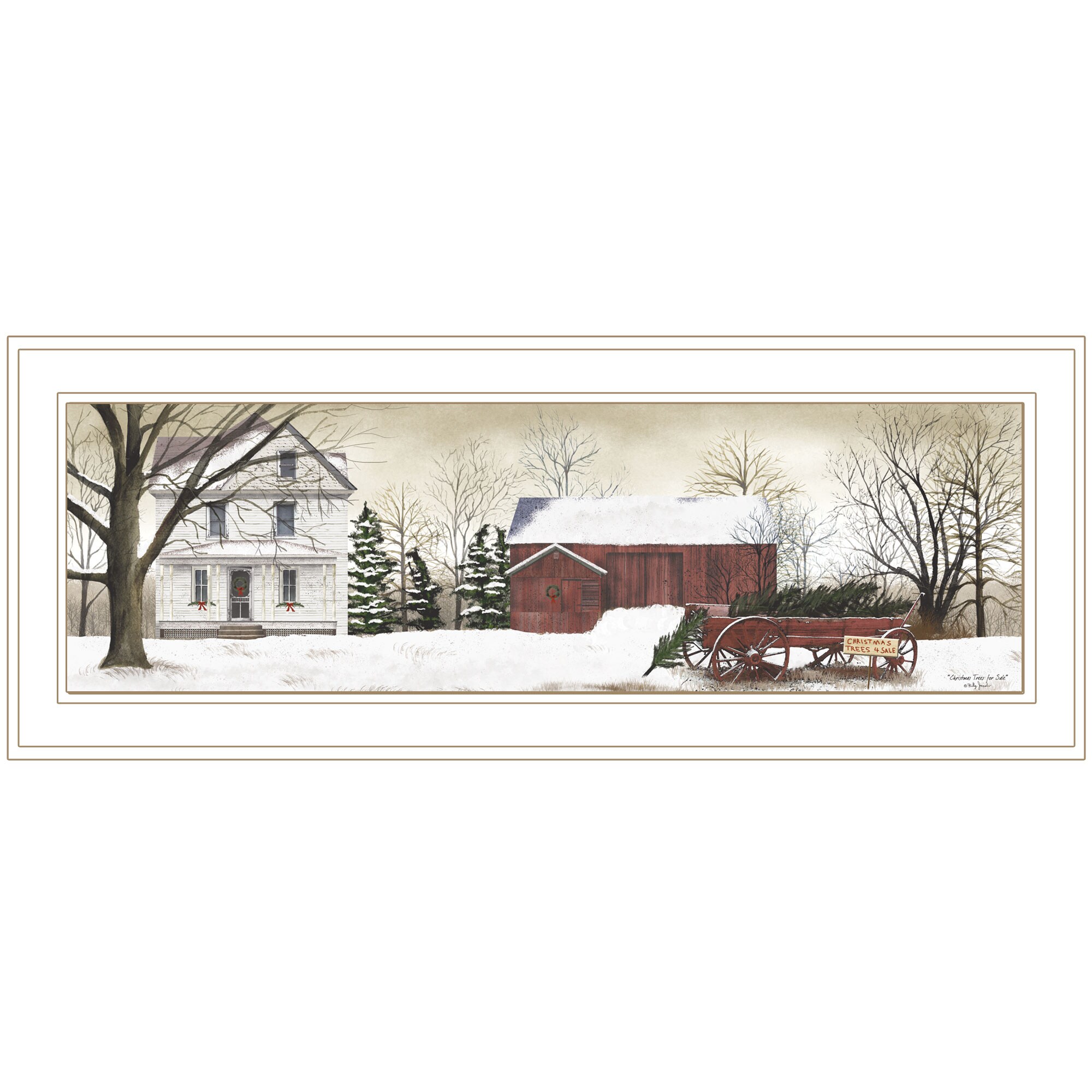 LUXEYARD Christmas Trees for Sale Billy Jacobs Ready to Hang Framed Print White Frame