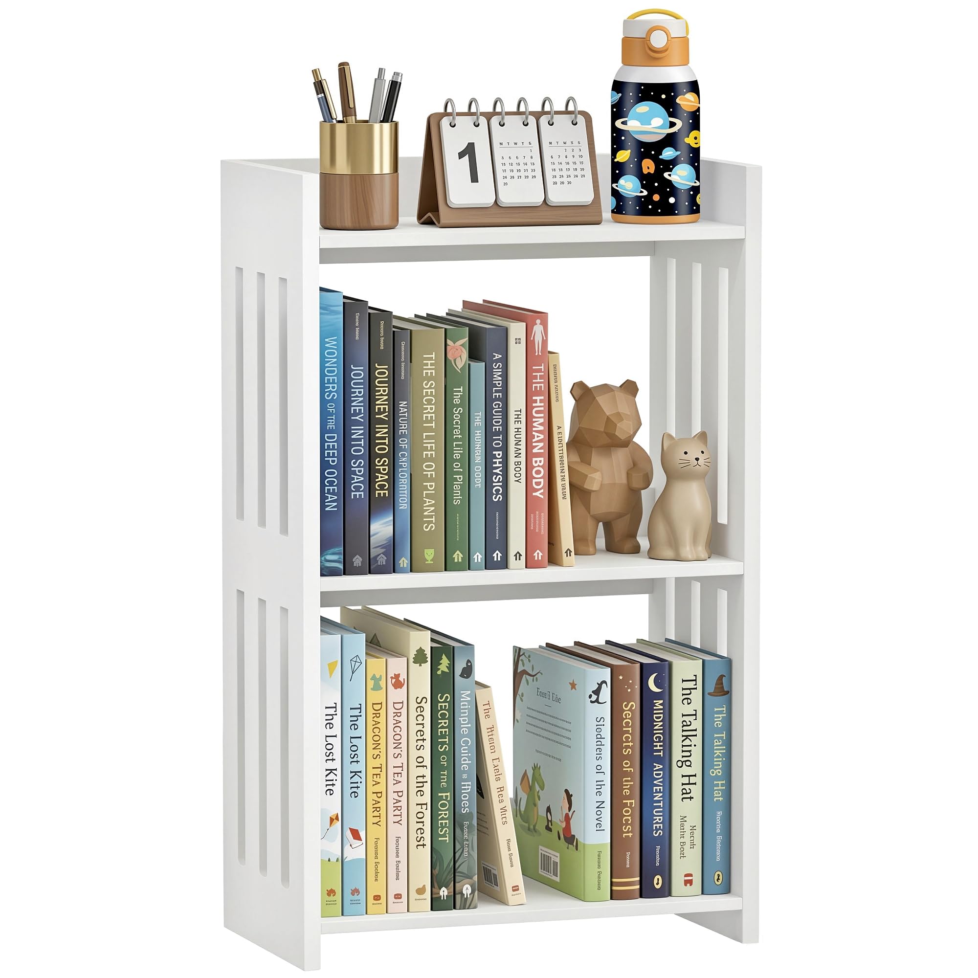LAIFUCAM 3 Tier White Over the Toilet Storage Shelf Bookcase for Small Spaces Bathroom Bedroom Living Room Office durable #LLA0825L0139