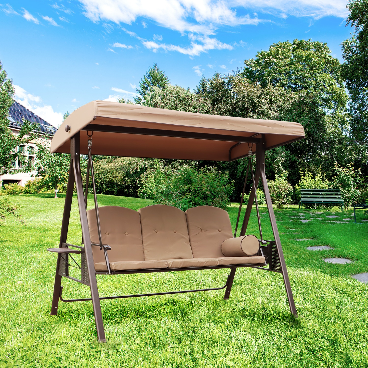 Mainstays* Classic Outdoor 3-Person Sling Canopy Porch Swing