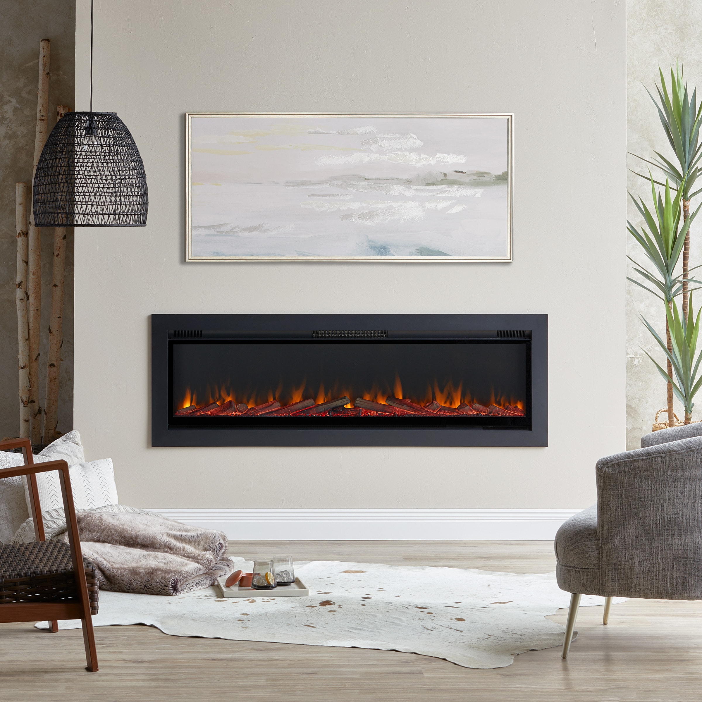 Real Flame 5560 62.5-in Black Electric Fireplace Insert