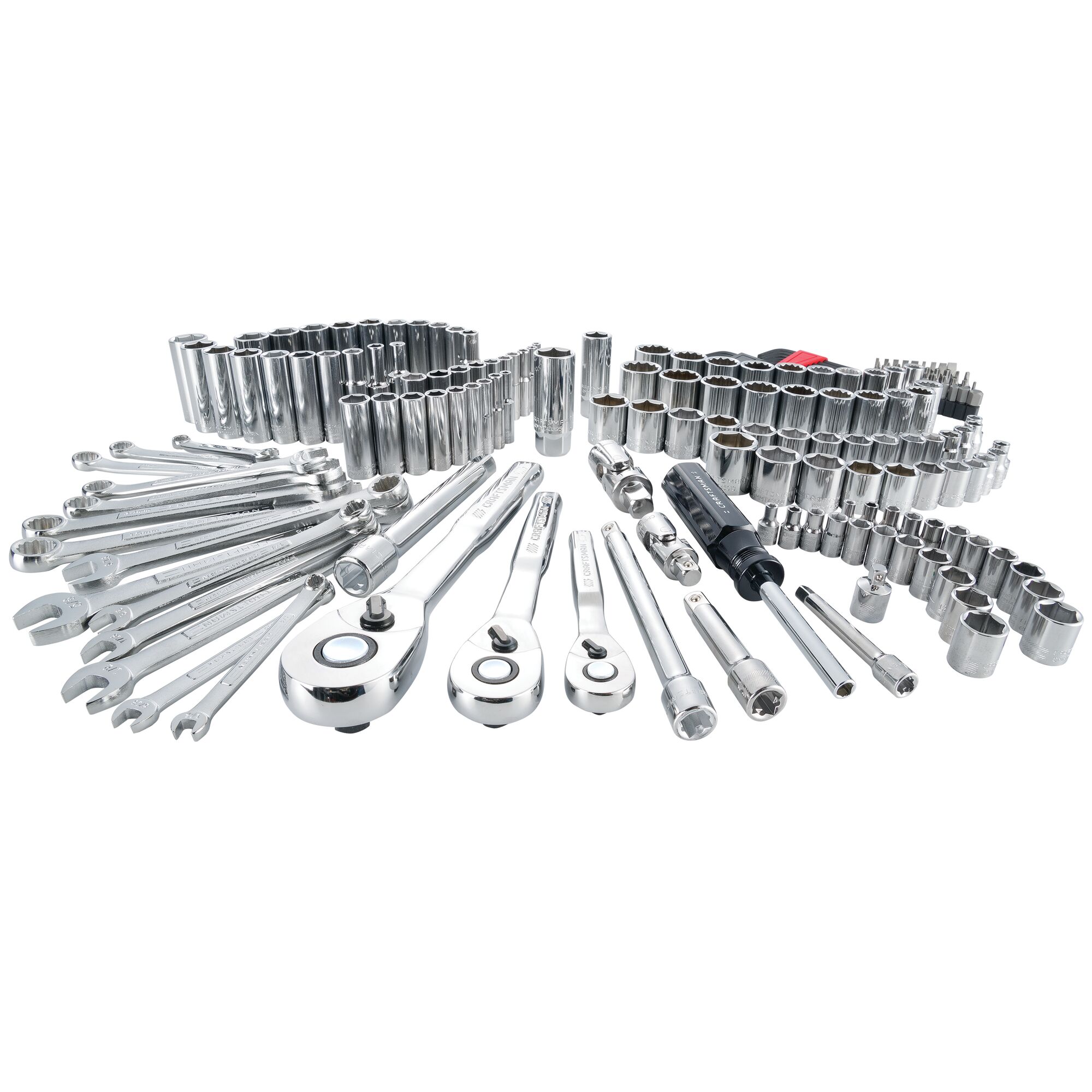 CRAFTSMAN 189-Piece Standard (SAE) and Metric Polished Chrome Mechanics  Tool Set with Hard Case in the Mechanics Tool Sets department at