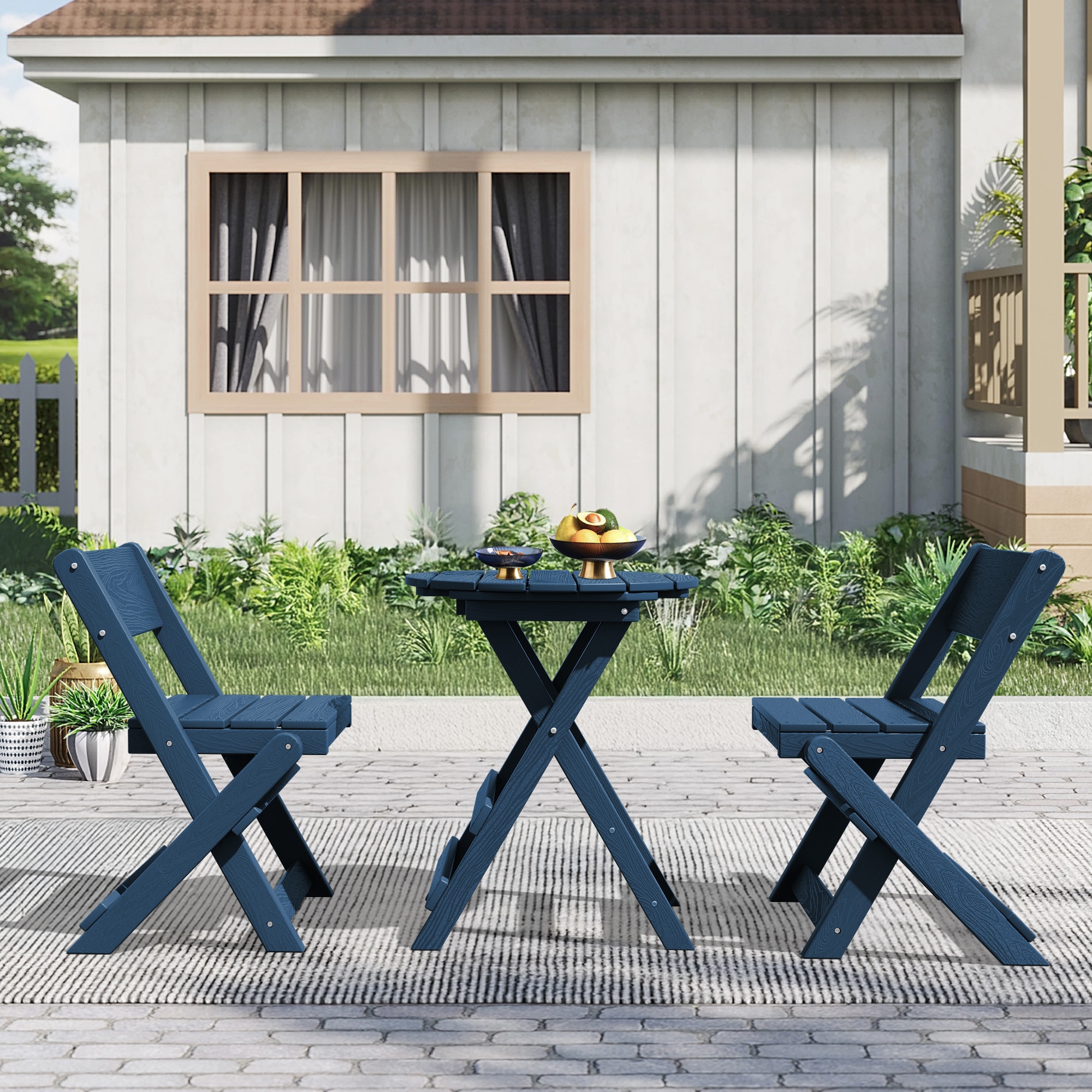 JEAREY HDPE Foldable Modern Bistro Set Of 3 Piece Patio Conversation Set XJG3JT NY at Lowes