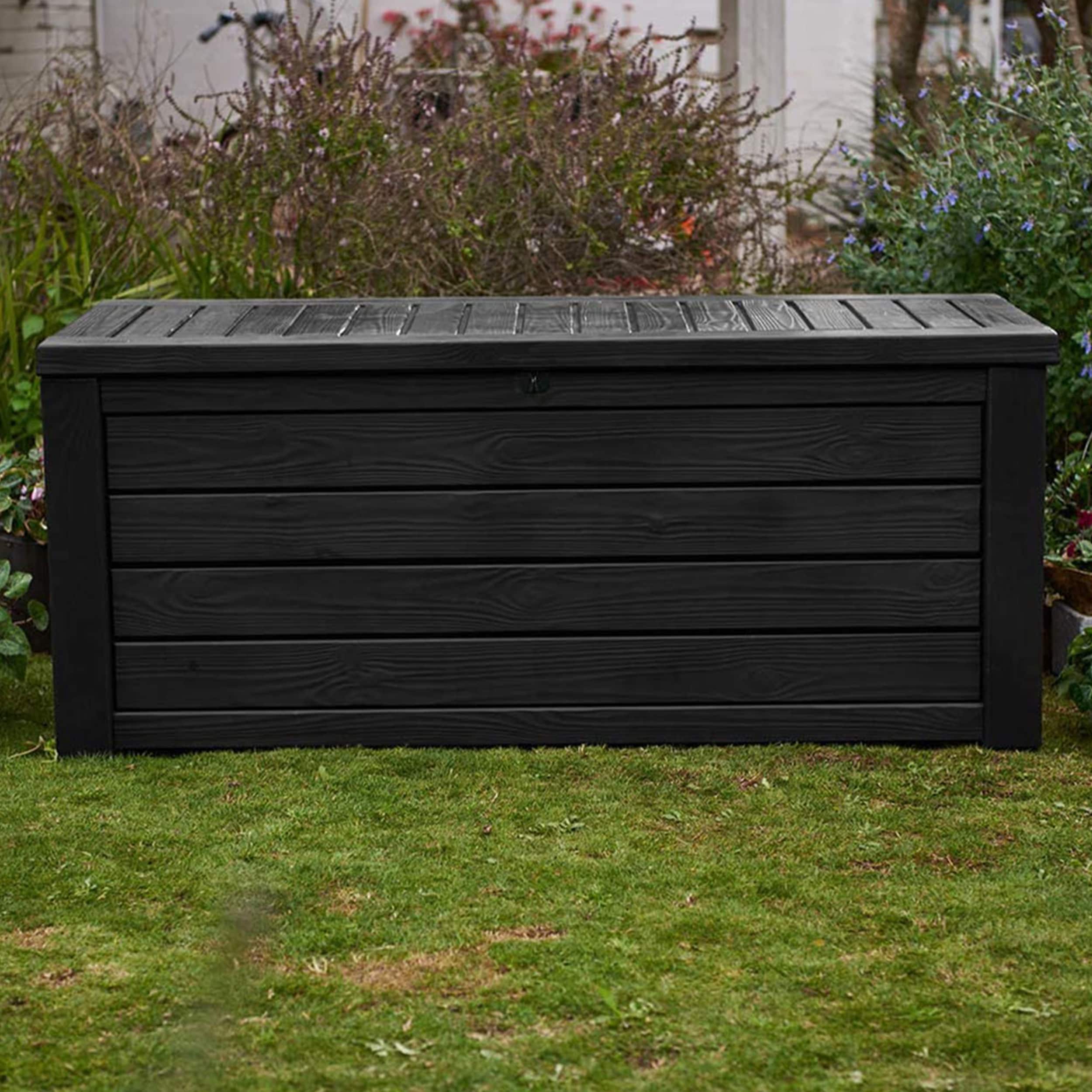 Keter Westwood Dark Gray Resin 150 Gallon Deck Storage Box Set