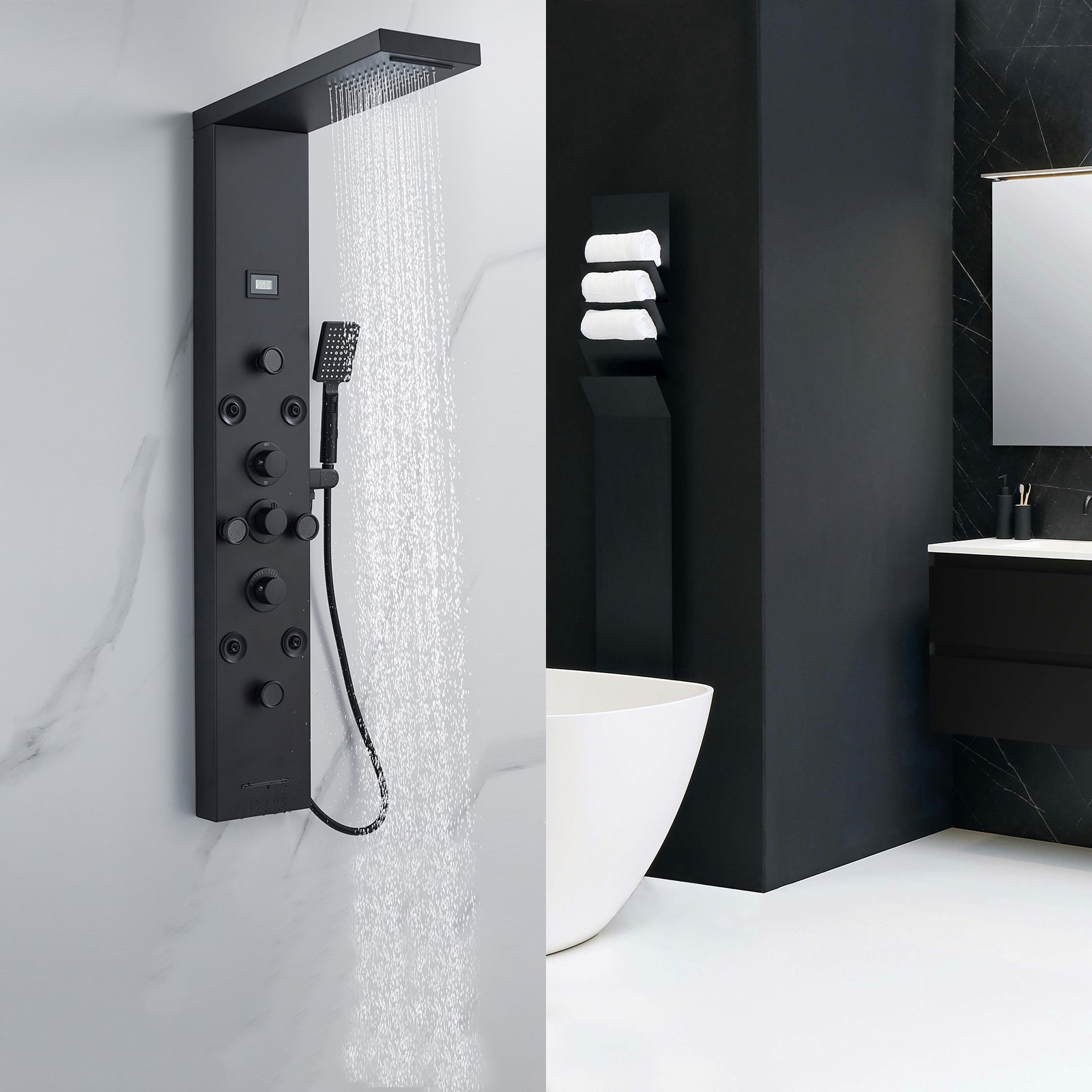 BYH SS-5001-MB Showerhead-Bar-Panels - View #2
