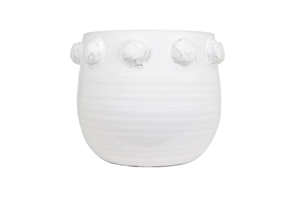 Creative Co-Op Small (0-8-Quart) 10.5-in W x 9-in H White Terracotta  Planter Lowes.com