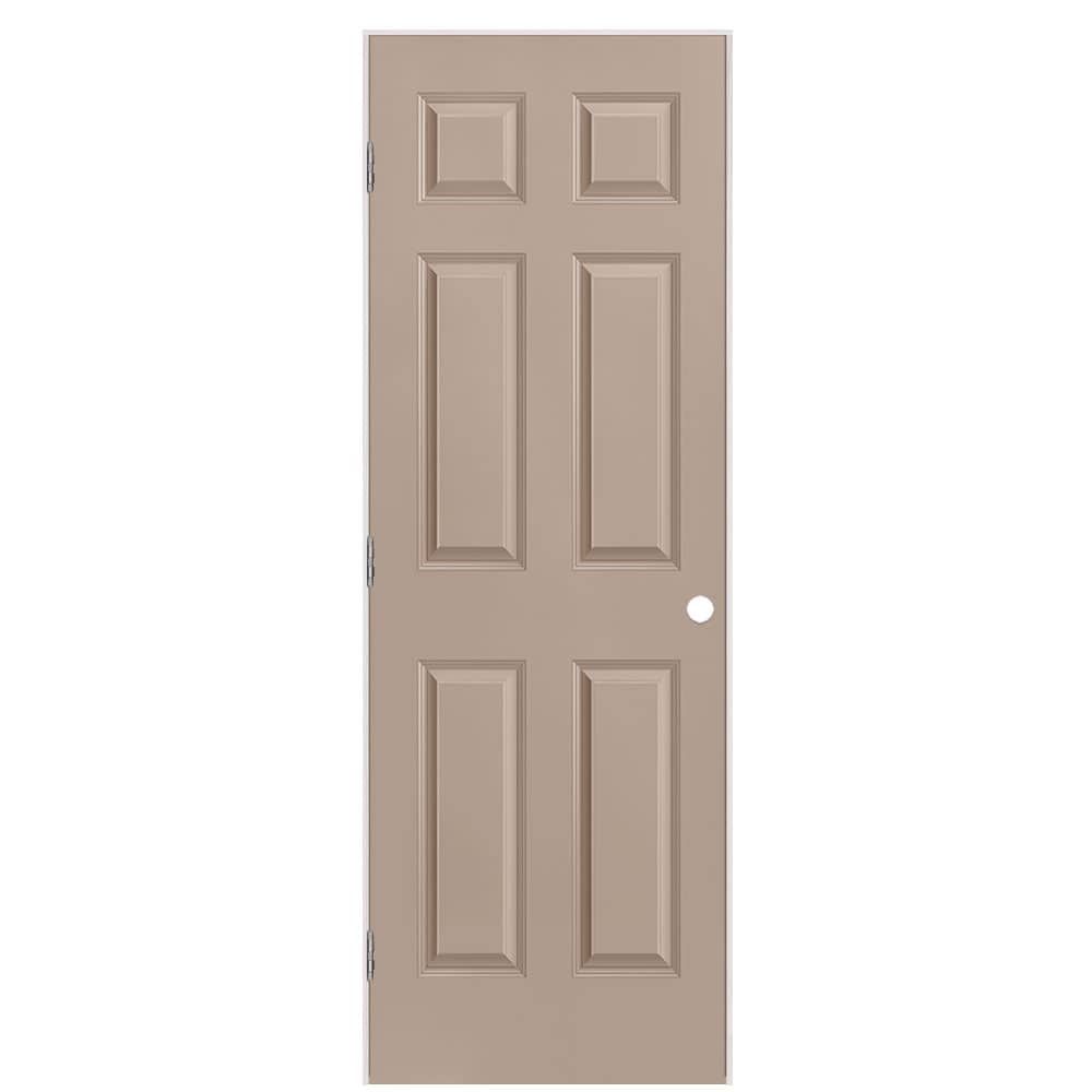 Masonite 1317369 28-in x 80-in Sandpiper Solid core 6-panel Left hand Smooth Prefinished Molded composite Flat Jamb Single Prehung Interior Door