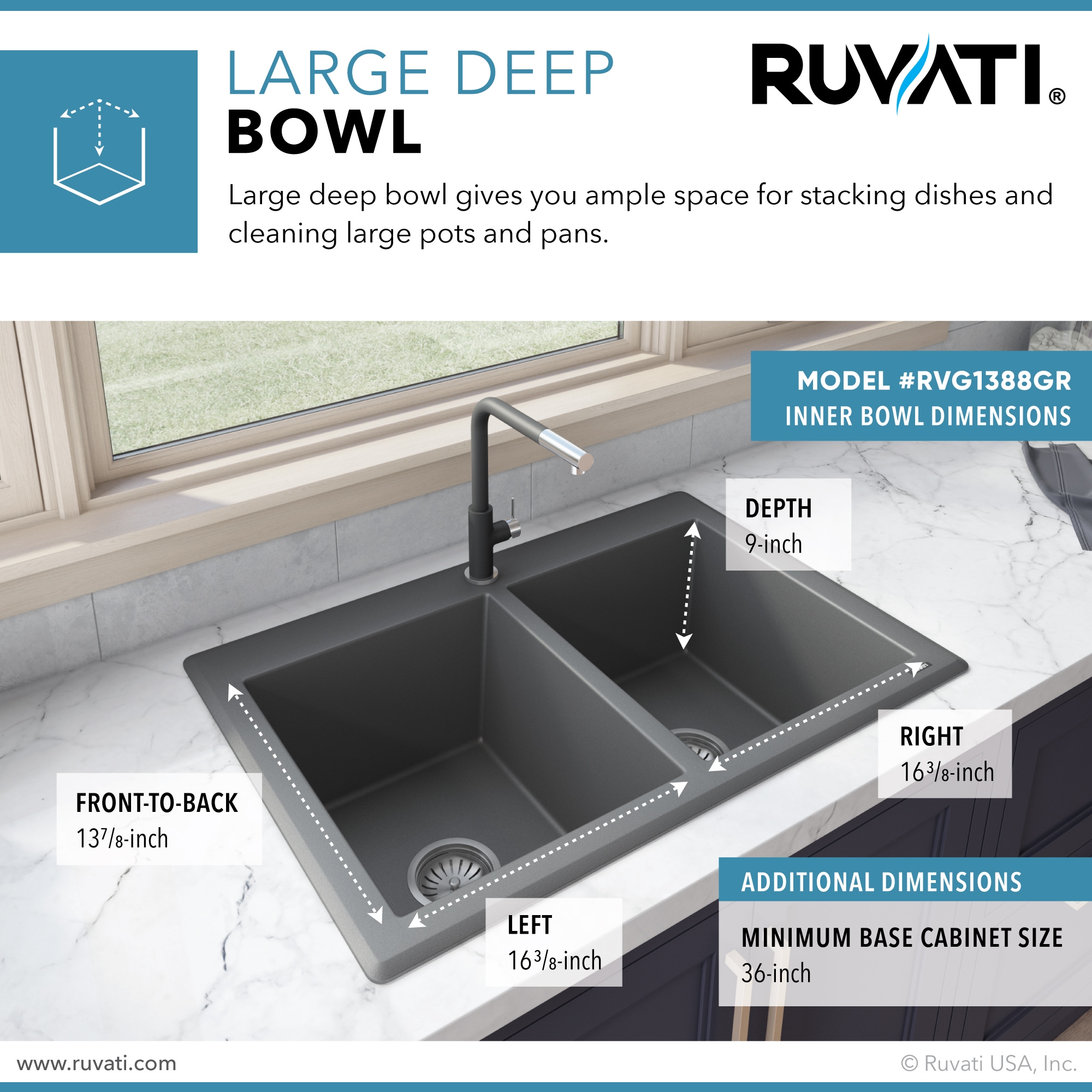 Ruvati RVG1388GR Kitchen-Sinks - View #6