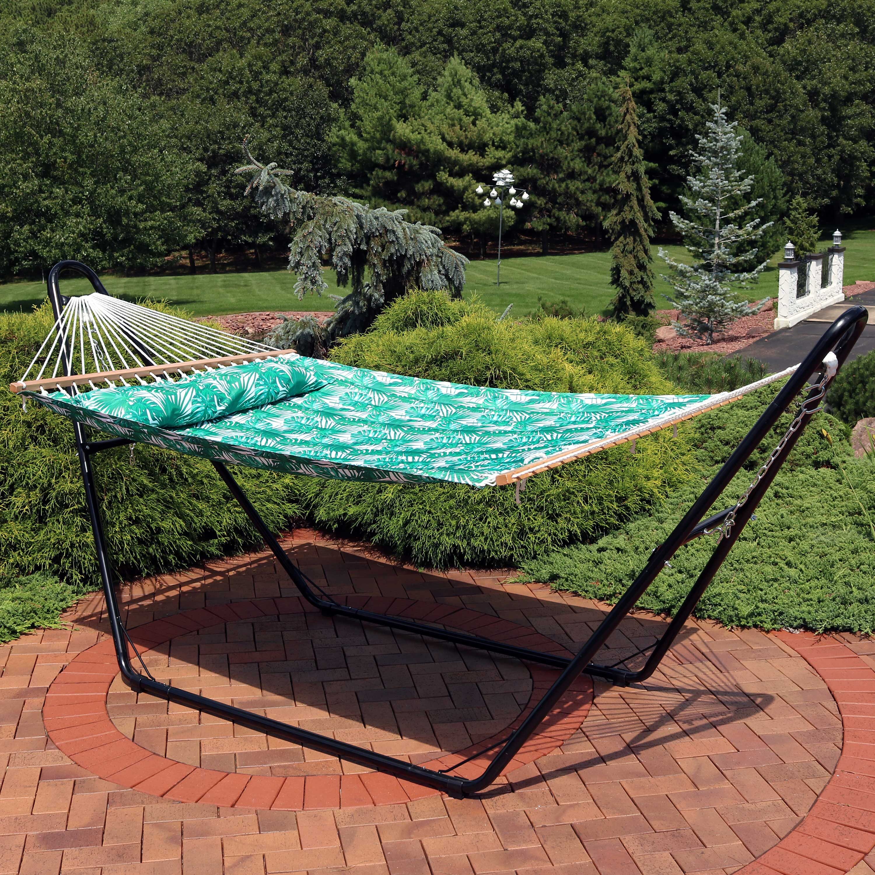 Sunnydaze Decor WIM-162 Green Palm Leaves Fabric Hammock