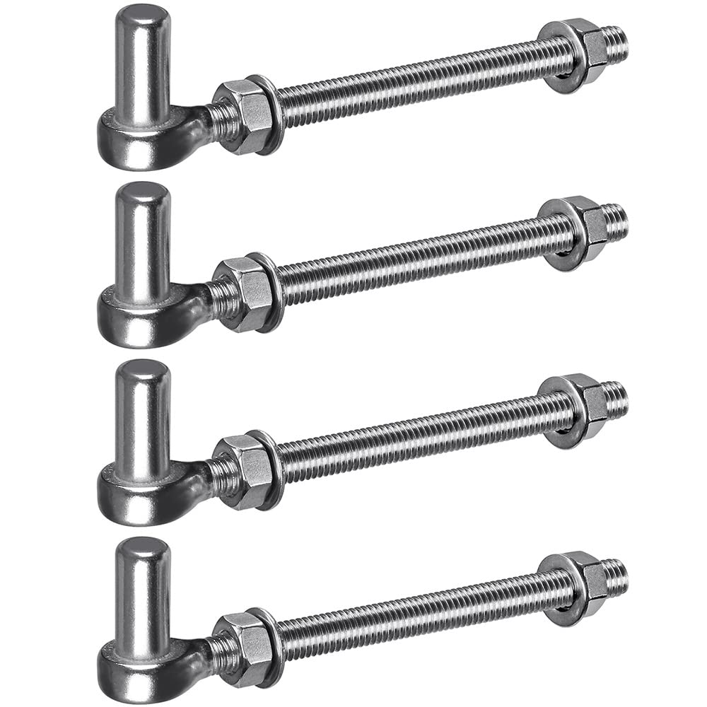 Aoibox  J Bolt Gate Hinges 304 Stainless Steel M12 x 8 Inch 5 8 Inch Pin 4 Pack for Home Use